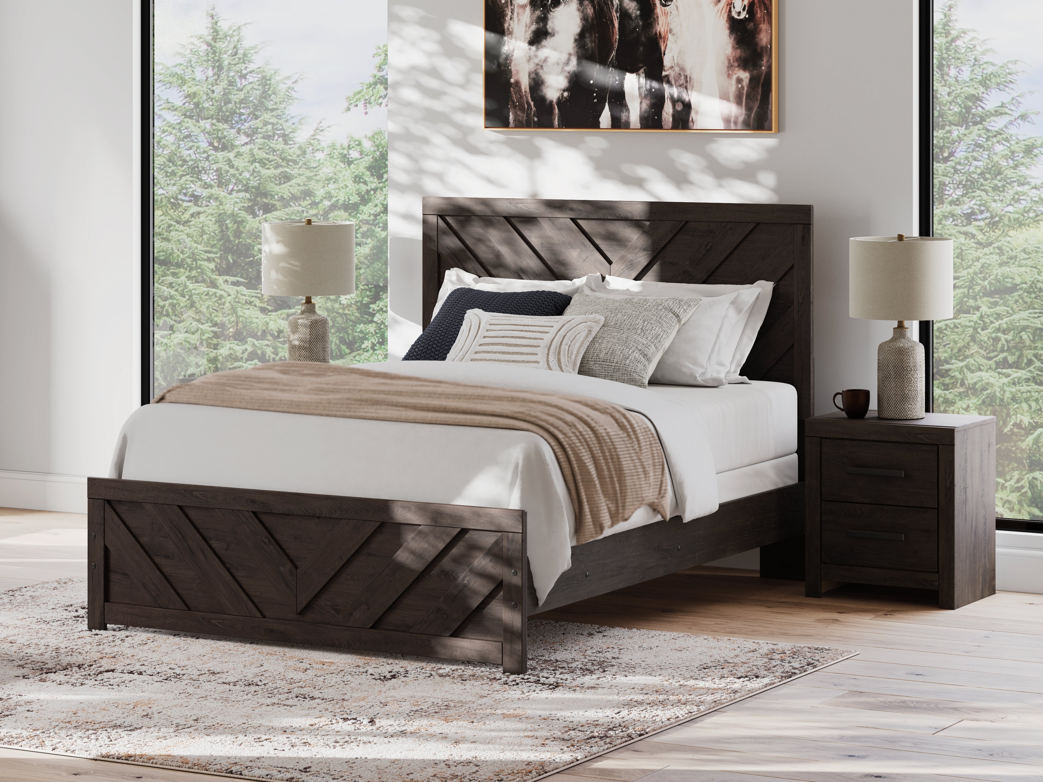Tampa Furniture Outlet Lutz - Ashley Furniture - Prendonea Bedroom - Queen Panel Bed / Charcoal - B3789B4