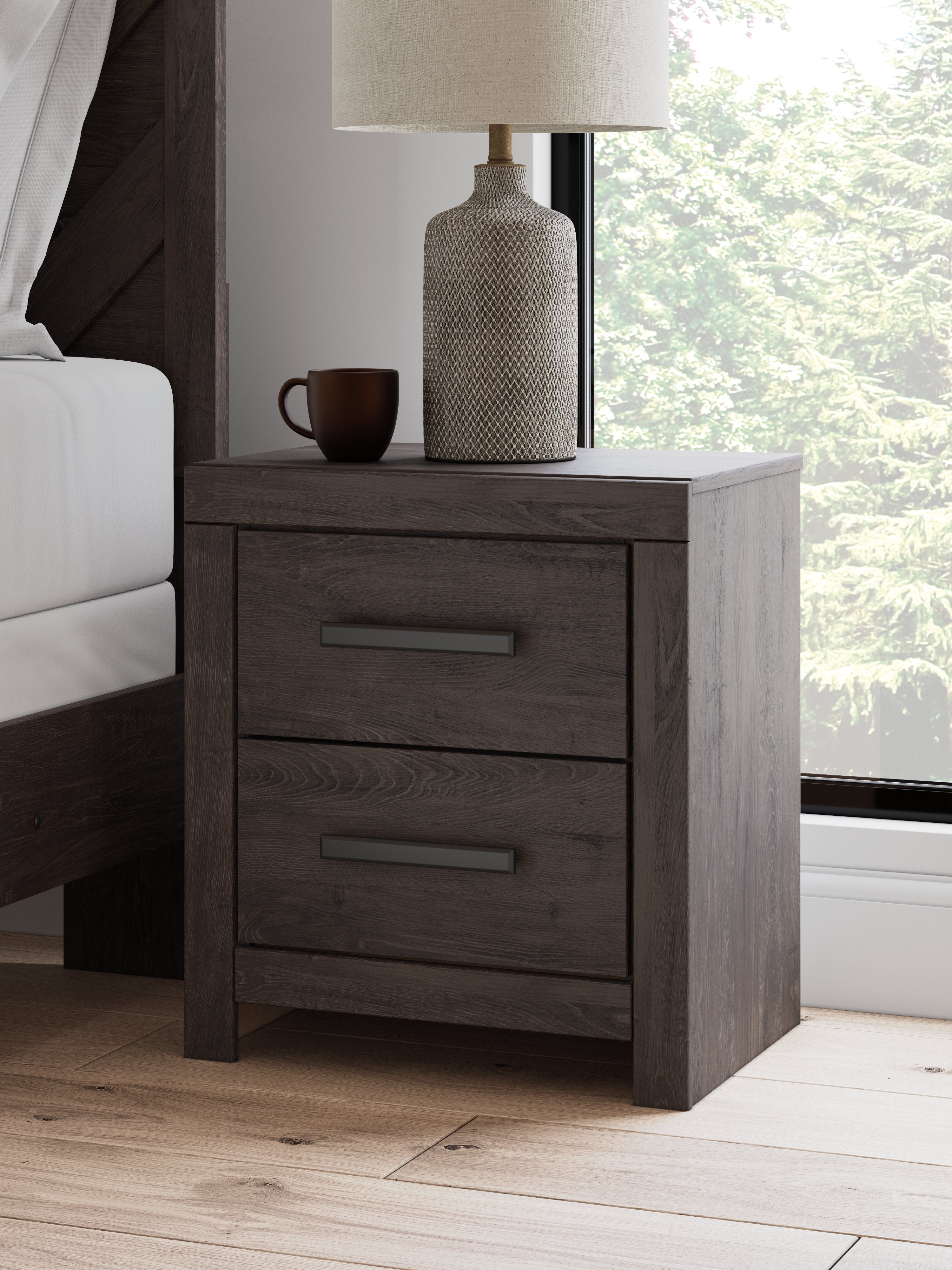 Tampa Furniture Outlet Lutz - Ashley Furniture - Prendonea Bedroom - Two Drawer Night Stand / Charcoal - B3789-92