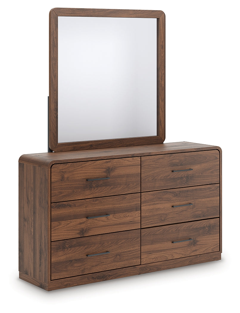 Tampa Furniture Outlet Lutz - Ashley Furniture - Fortlorn Bedroom - Dresser and Mirror / Walnut Brown - PCB386B1