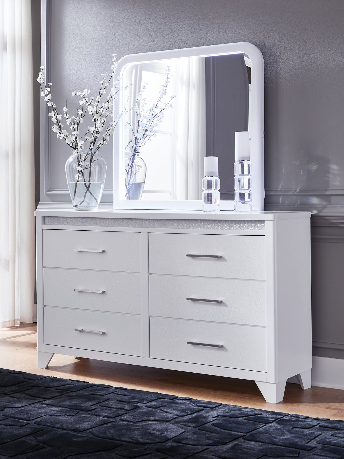 Tampa Furniture Outlet Lutz - Ashley Furniture - Jarlee Bedroom - Dresser and Mirror / White - PCB392B1