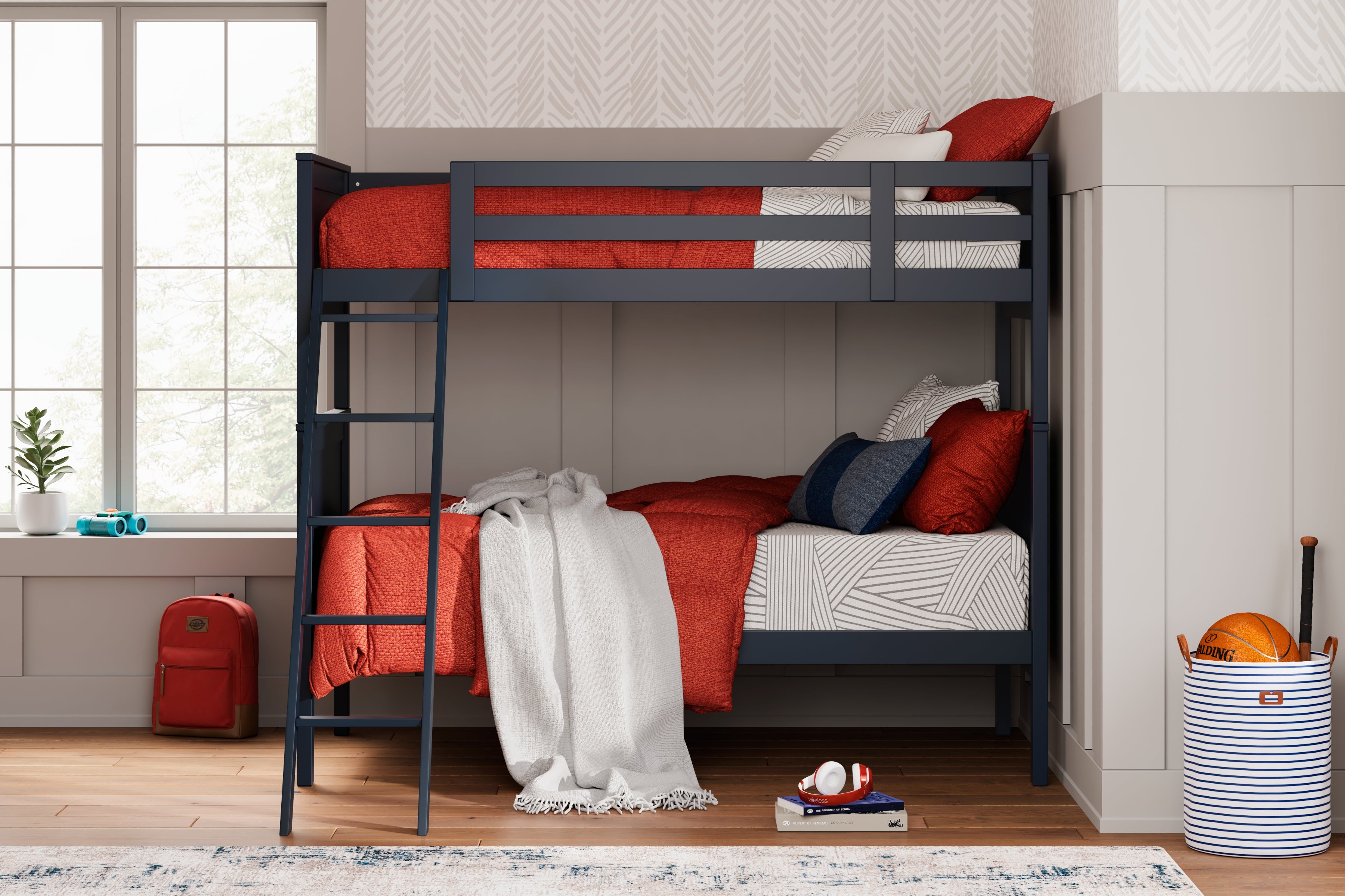 Tampa Furniture Outlet Lutz - Ashley Furniture - Nextonfort Bedroom - Twin over Twin Bunk Bed / Blue - B396B2