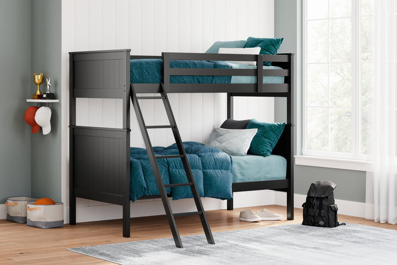 Tampa Furniture Outlet Lutz - Ashley Furniture - Nextonfort Bedroom - Twin over Twin Bunk Bed / Black - B396B7