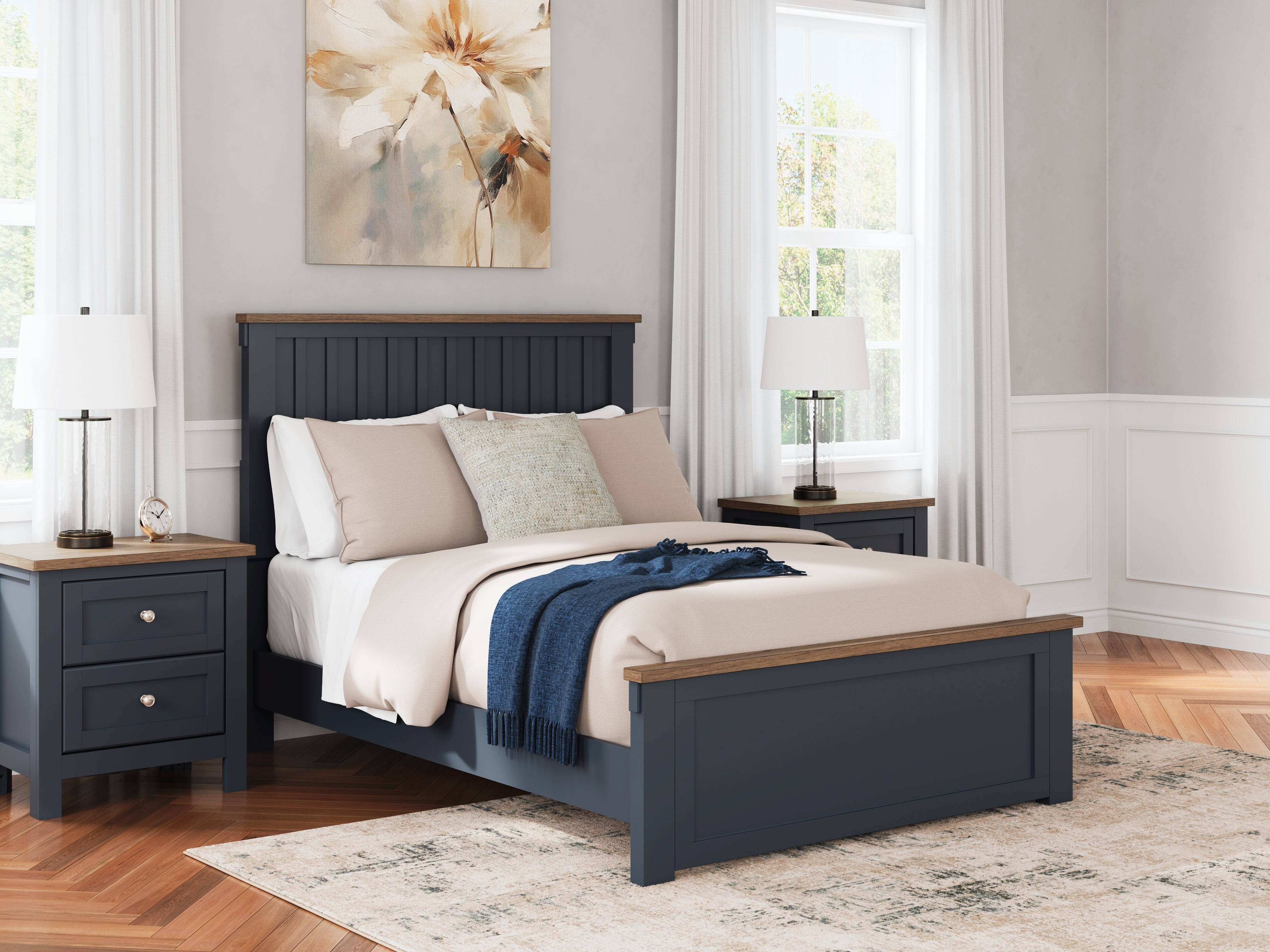 Tampa Furniture Outlet Lutz - Ashley Furniture - Landocken Bedroom - Full Panel Bed / Brown/Blue - B414B3