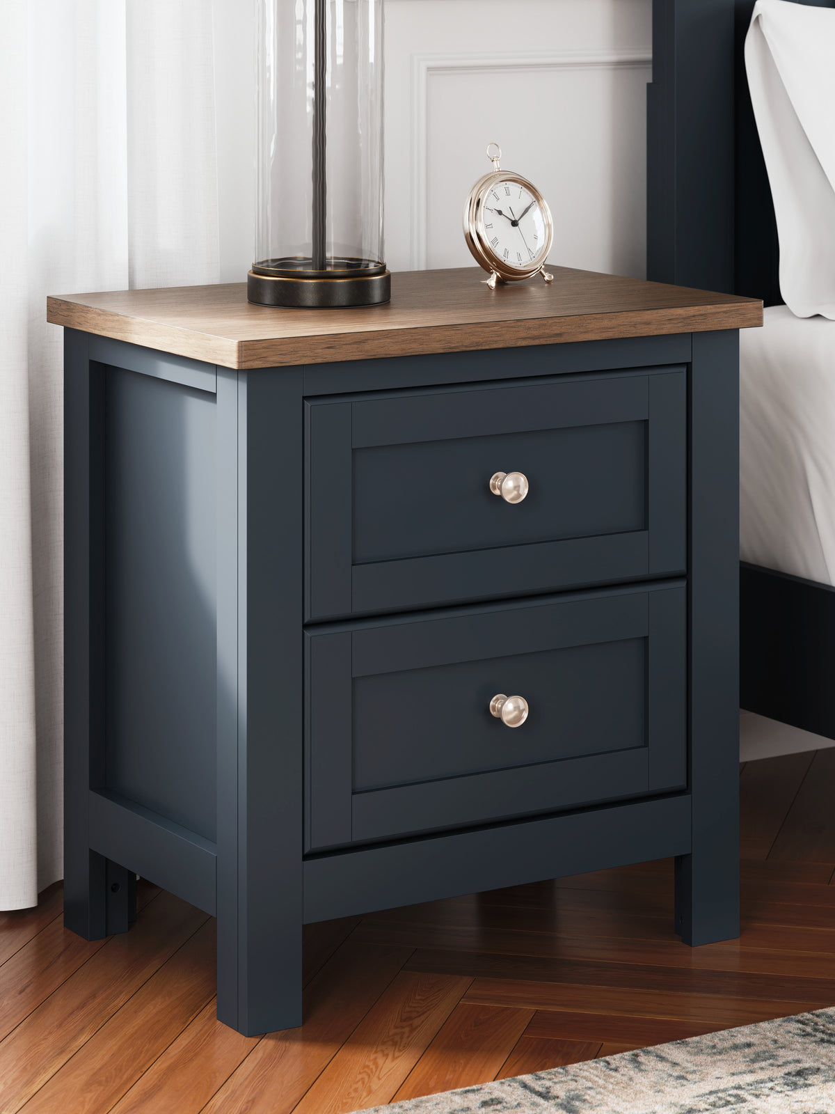 Tampa Furniture Outlet Lutz - Ashley Furniture - Landocken Bedroom - Two Drawer Night Stand / Brown/Blue - B414-92