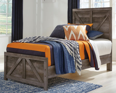 Tampa Furniture Outlet Lutz - Ashley Furniture - Wynnlow Bedroom - Twin Crossbuck Panel Bed / Gray - B440B16
