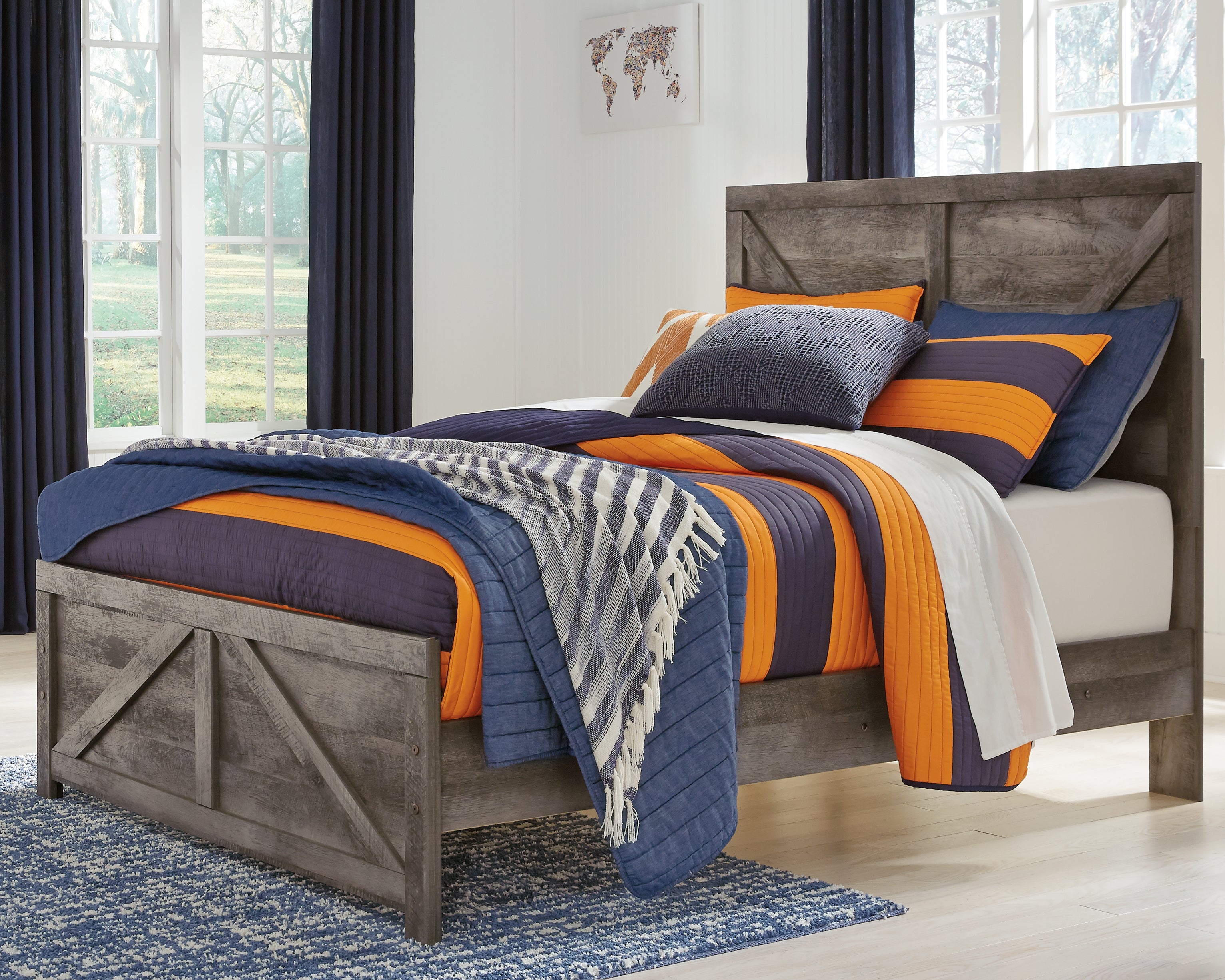 Tampa Furniture Outlet Lutz - Ashley Furniture - Wynnlow Bedroom - Full Crossbuck Panel Bed / Gray - B440B17
