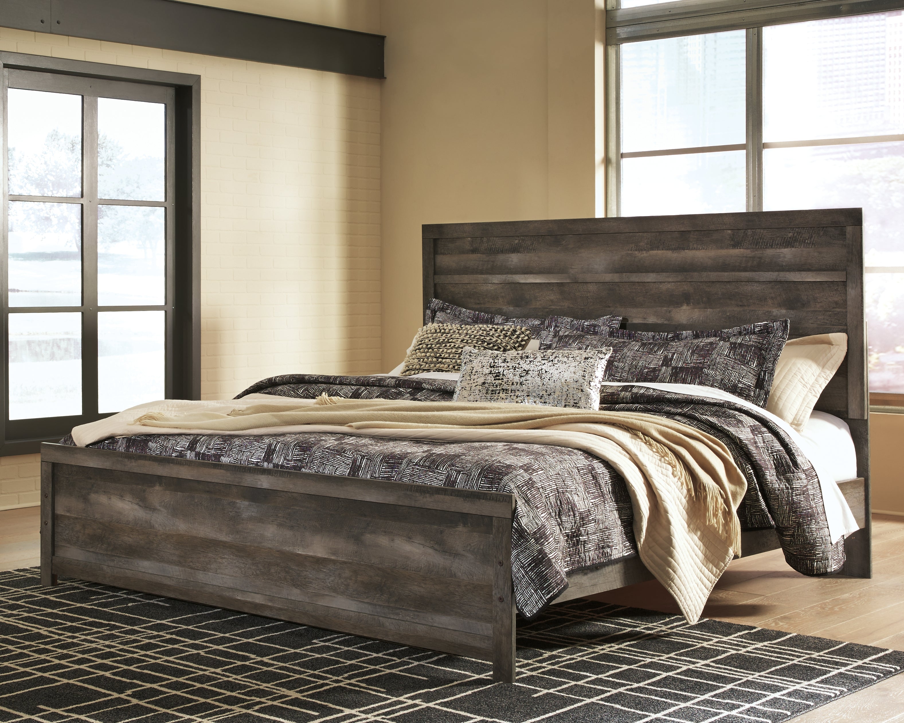 Tampa Furniture Outlet Lutz - Ashley Furniture - Wynnlow Bedroom - King Panel Bed / Gray - B440B8