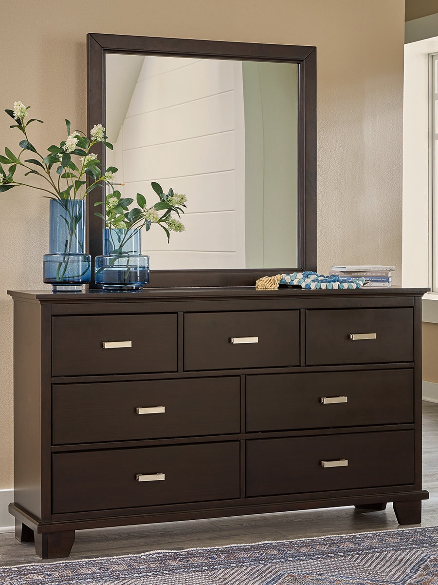 Tampa Furniture Outlet Lutz - Ashley Furniture - Covetown Bedroom - Dresser and Mirror / Dark Brown - B441B1