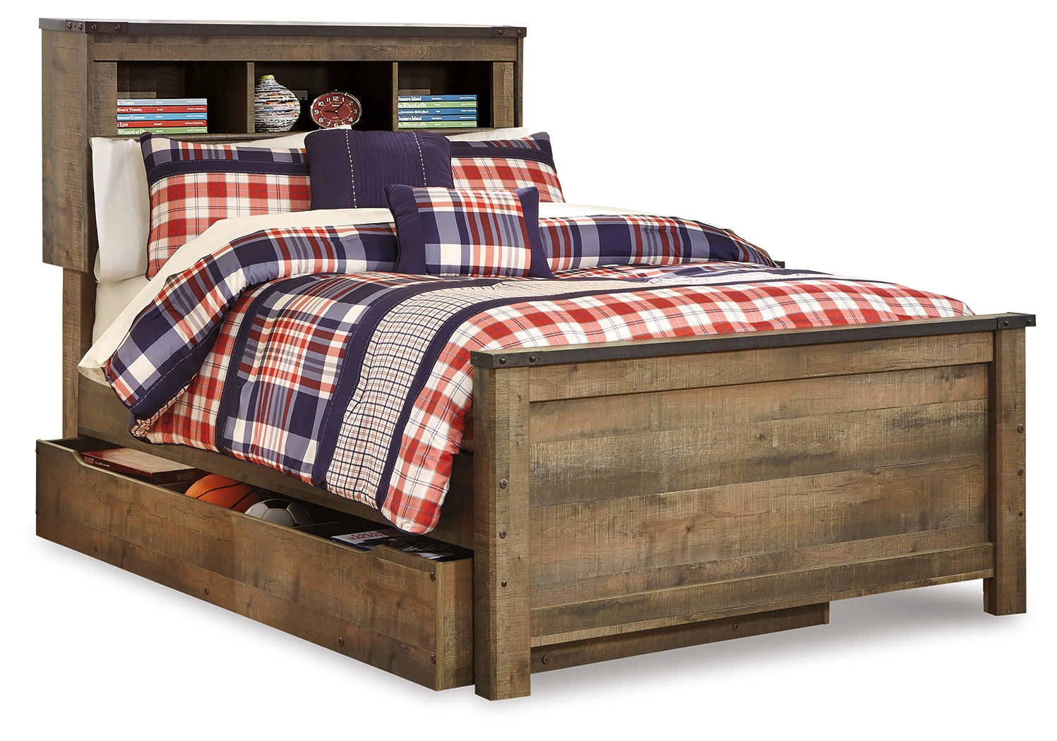 Tampa Furniture Outlet Lutz - Ashley Furniture - Trinell Bedroom - Full Bookcase Bed with Storage / Brown - B446B91