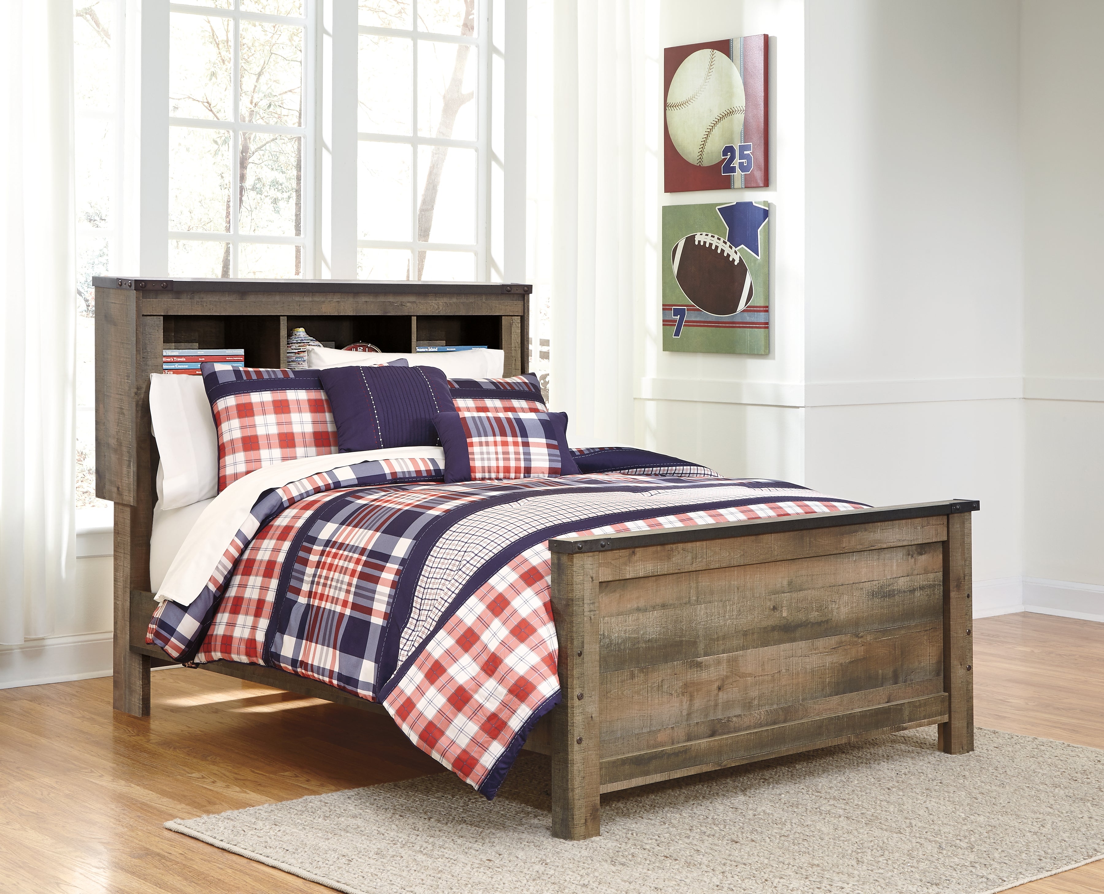 Tampa Furniture Outlet Lutz - Ashley Furniture - Trinell Bedroom - Full Bookcase Panel Bed / Brown - B446B87