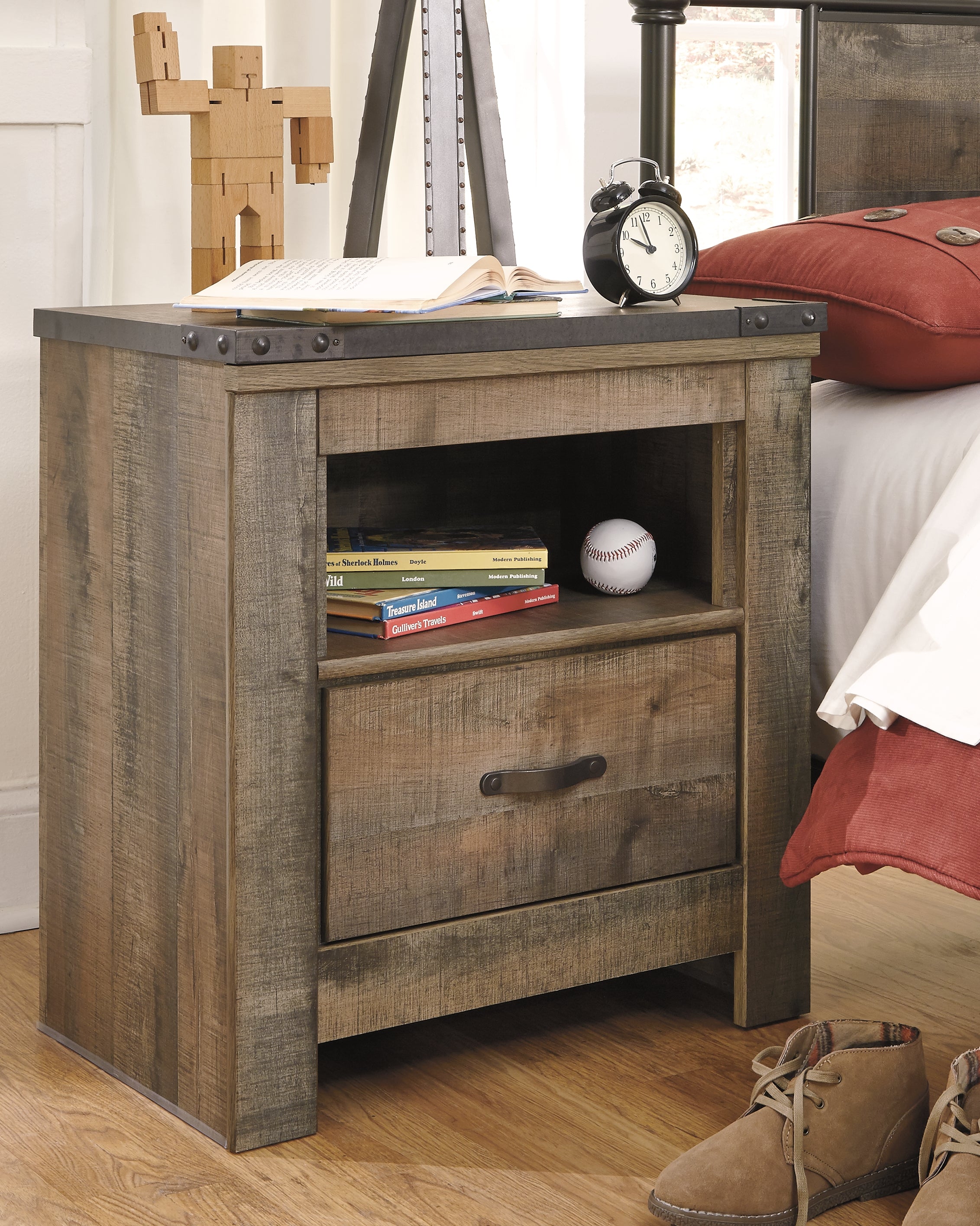 Tampa Furniture Outlet Lutz - Ashley Furniture - Trinell Bedroom - One Drawer Night Stand / Brown - B446-91