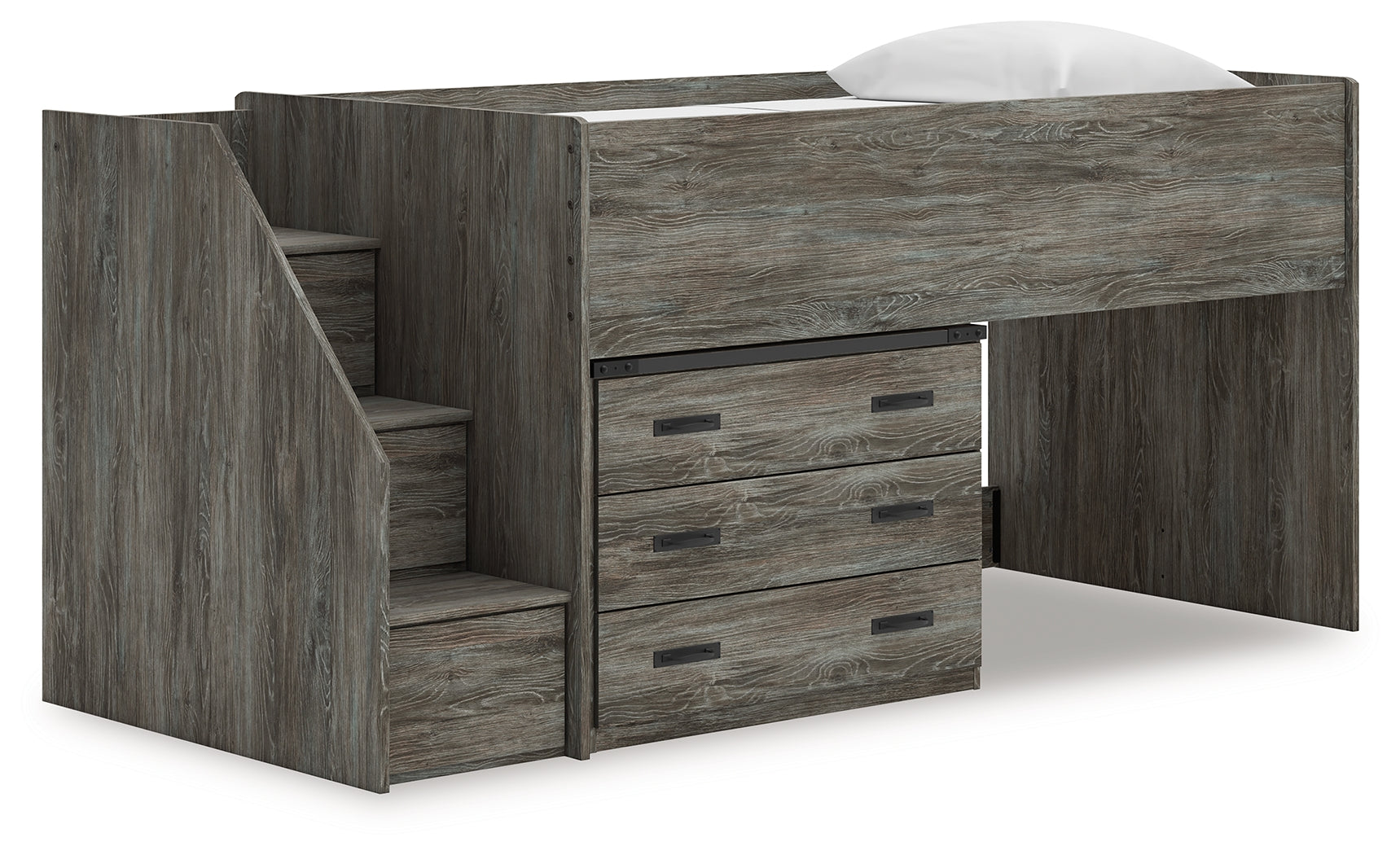 Tampa Furniture Outlet Lutz - Ashley Furniture - Frandern Bedroom - Twin Loft Bed with Drawer Storage / Gray - B4480B15