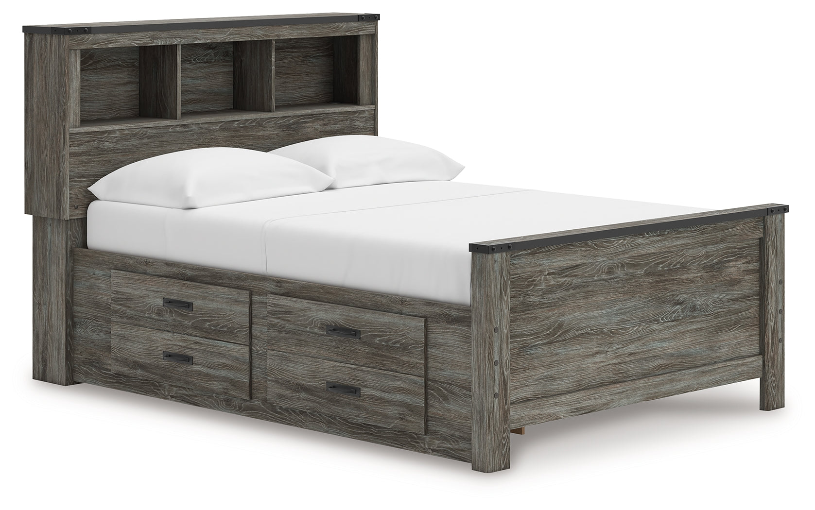 Tampa Furniture Outlet Lutz - Ashley Furniture - Frandern Bedroom - Full Bookcase Panel Bed with Storage / Gray - B4480B9