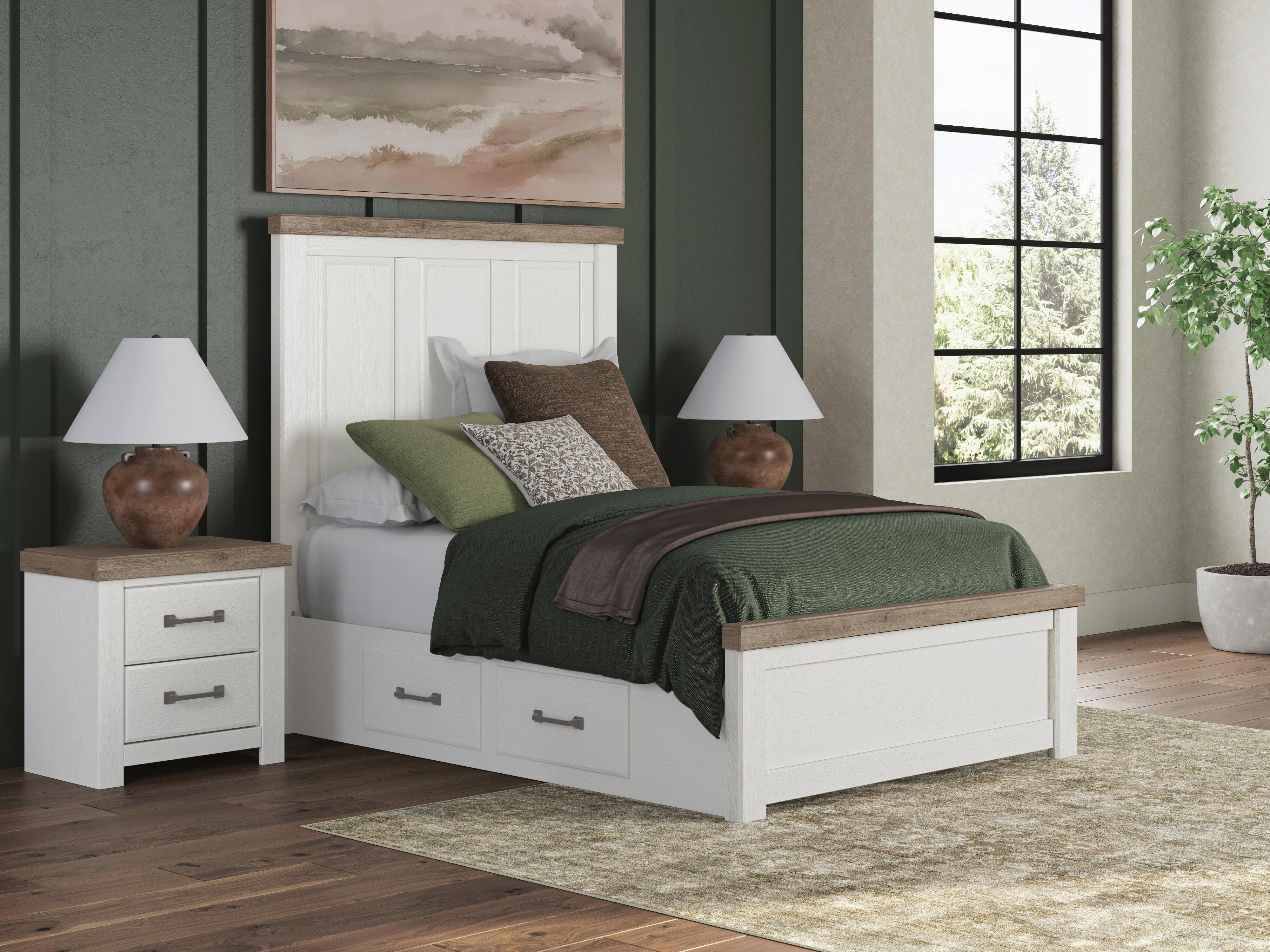Tampa Furniture Outlet Lutz - Ashley Furniture - Savonport Bedroom - Full Panel Bed with Storage / White/Brown - B4615B19