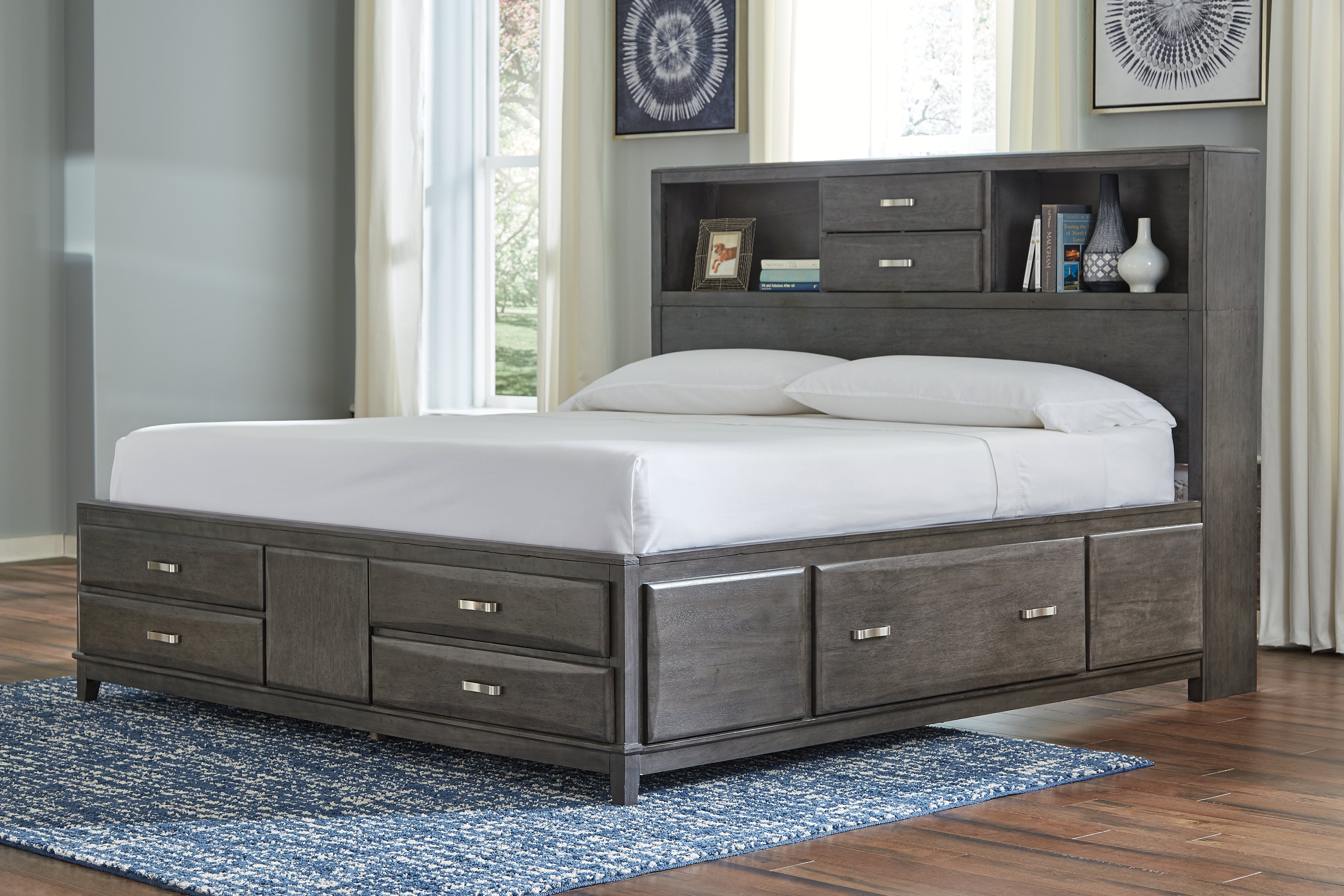 Tampa Furniture Outlet Lutz - Ashley Furniture - Caitbrook Bedroom - California King Storage Bed with 8 Drawers / Gray - B476B7