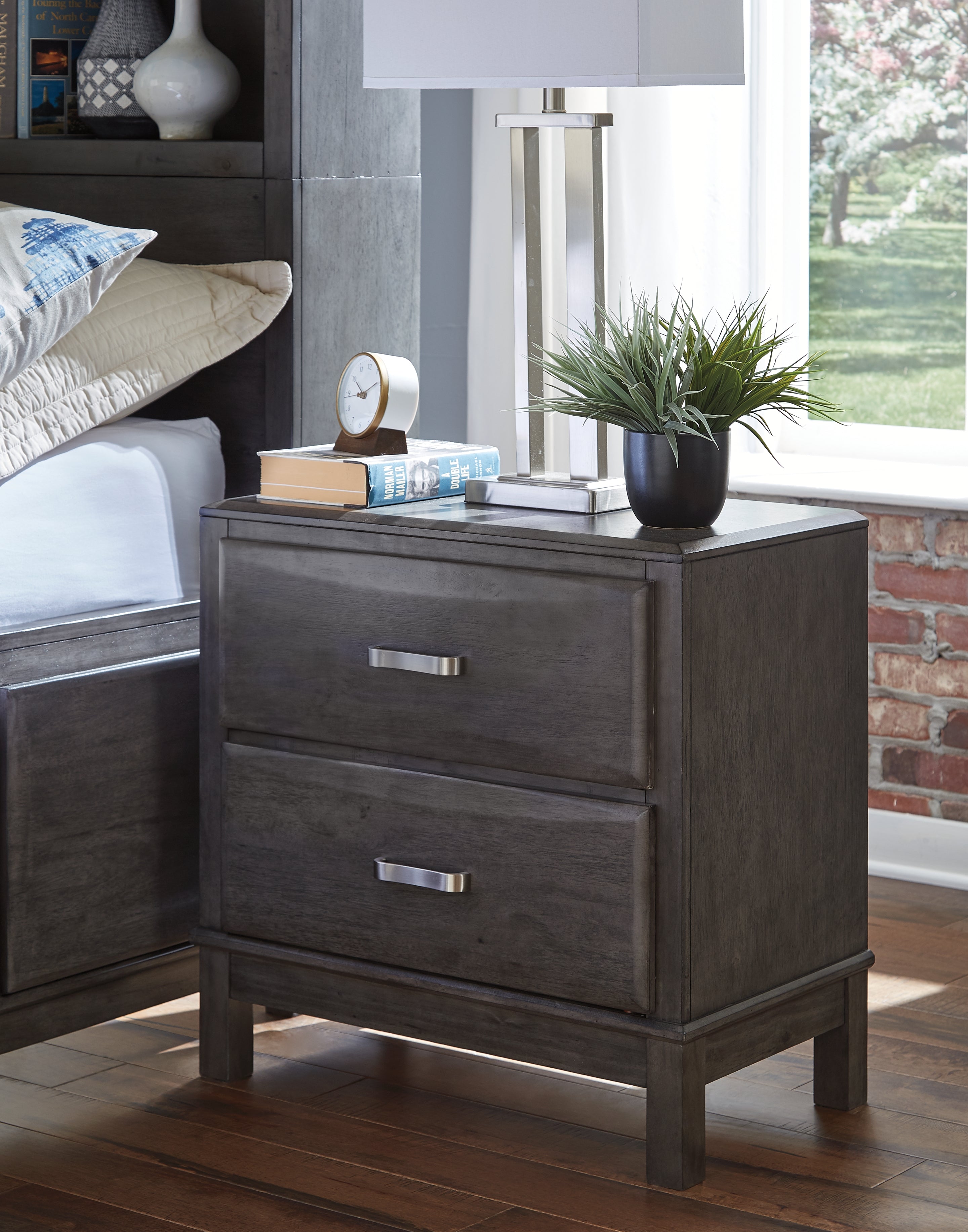Tampa Furniture Outlet Lutz - Ashley Furniture - Caitbrook Bedroom - Two Drawer Night Stand / Gray - B476-92