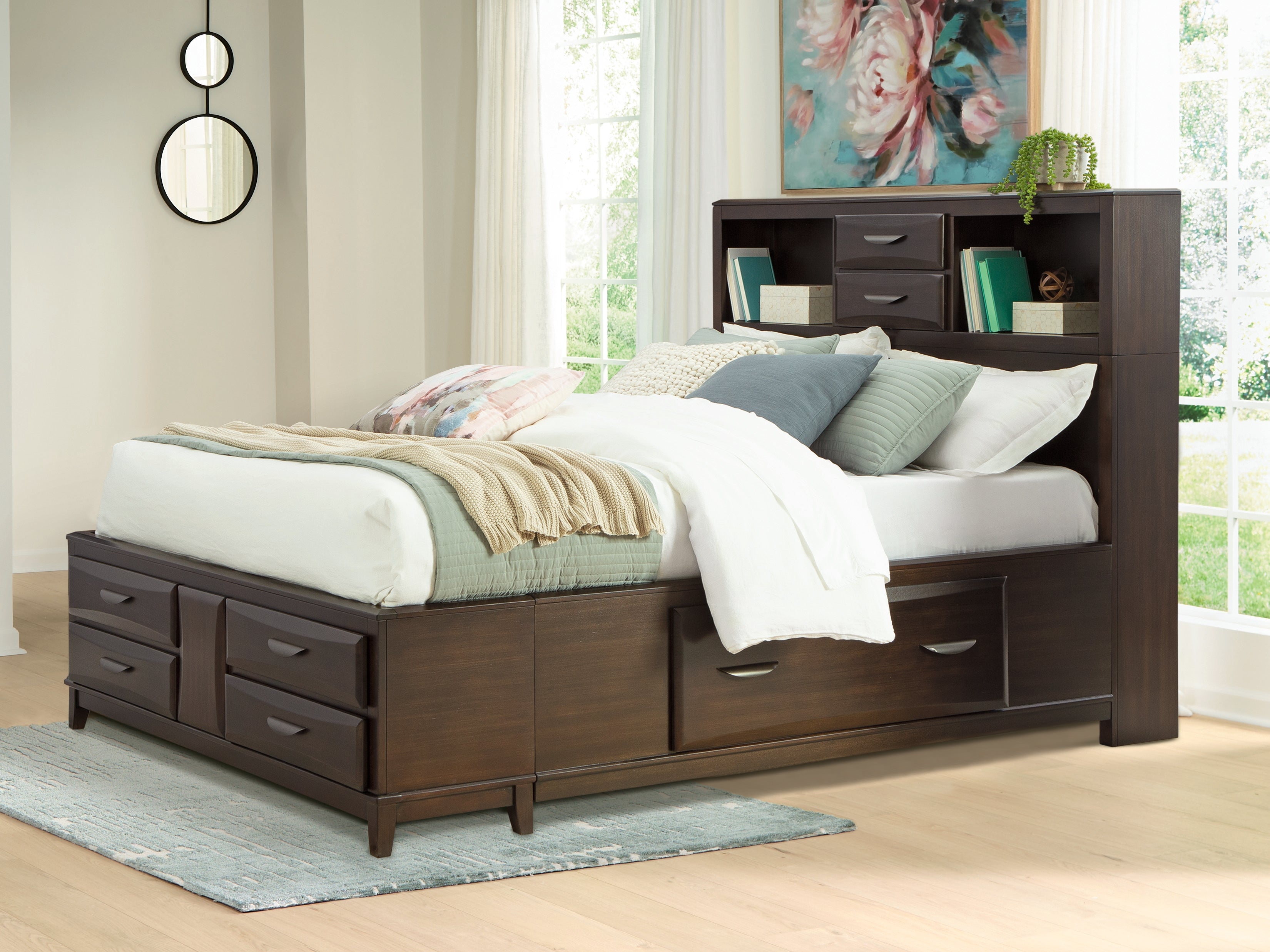 Tampa Furniture Outlet Lutz - Ashley Furniture - Vanmore Bedroom - Queen Storage Bed / Dark Brown - B479B2