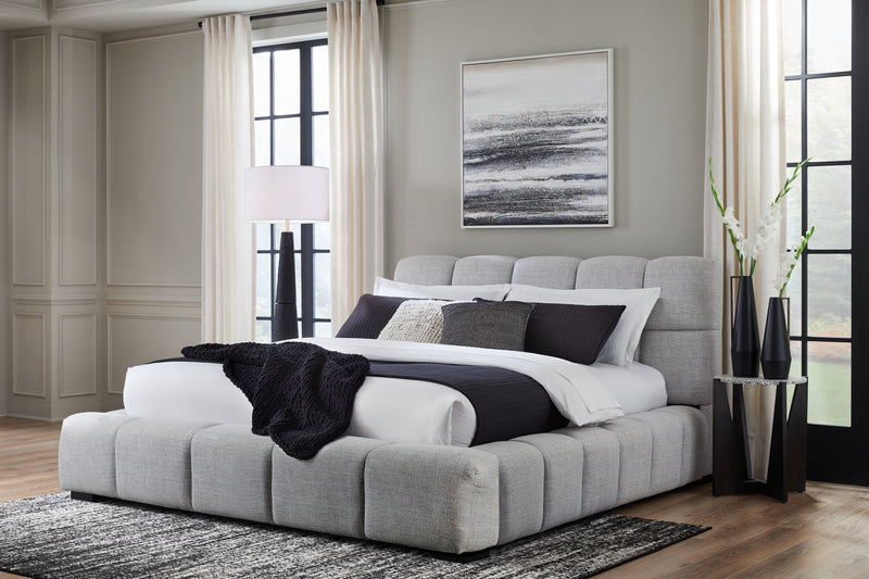 Tampa Furniture Outlet Lutz - Ashley Furniture - Grendusk Bedroom - Queen Upholstered Bed / Light Gray - PCB584B1