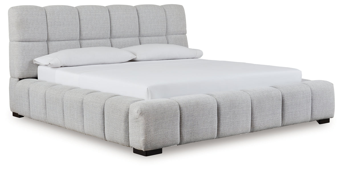 Tampa Furniture Outlet Lutz - Ashley Furniture - Grendusk Bedroom - Queen Upholstered Bed / Light Gray - PCB584B1