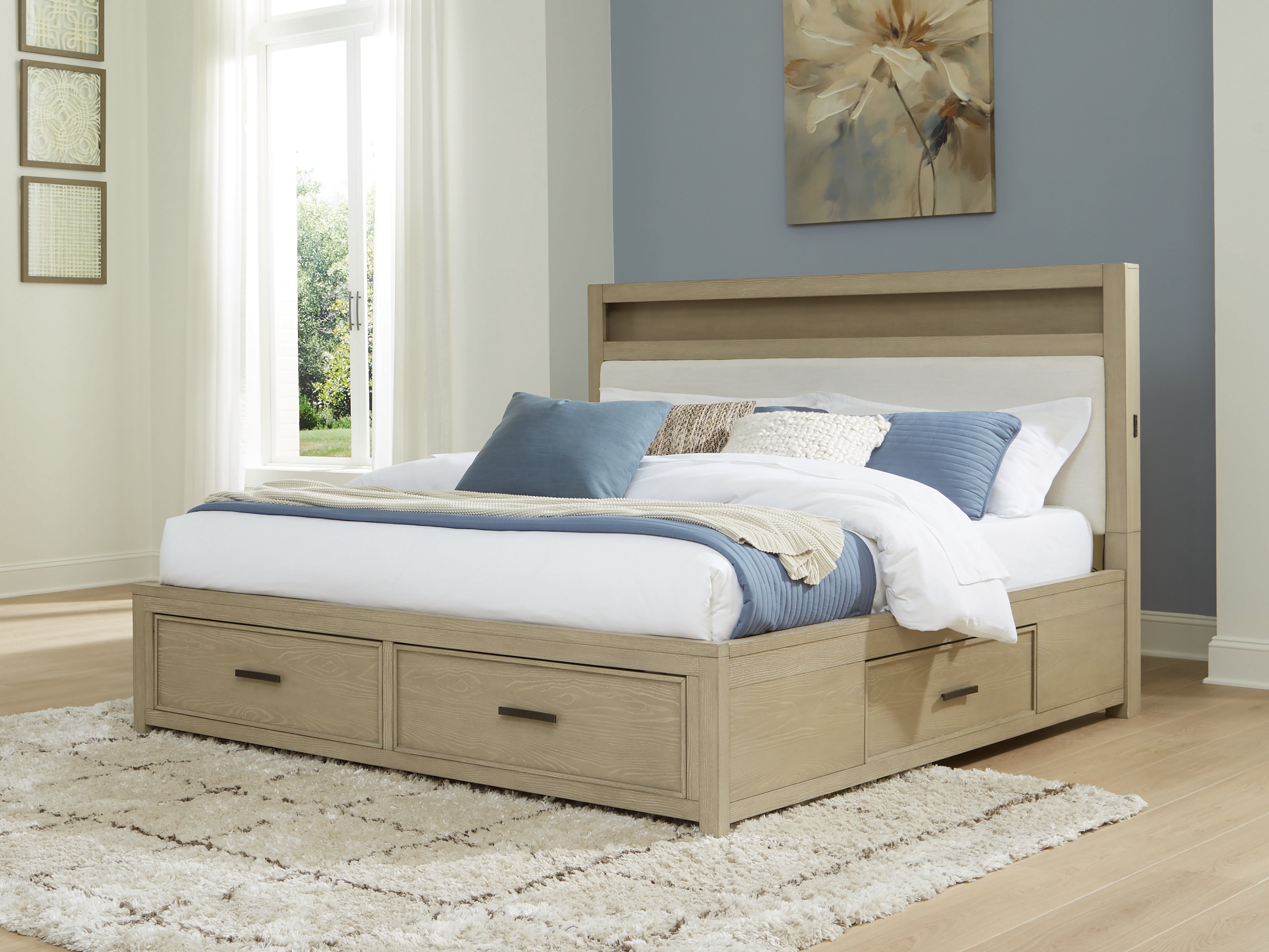 Tampa Furniture Outlet Lutz - Ashley Furniture - Calmoro Bedroom - California King Bookcase Bed / Gray - B602B9