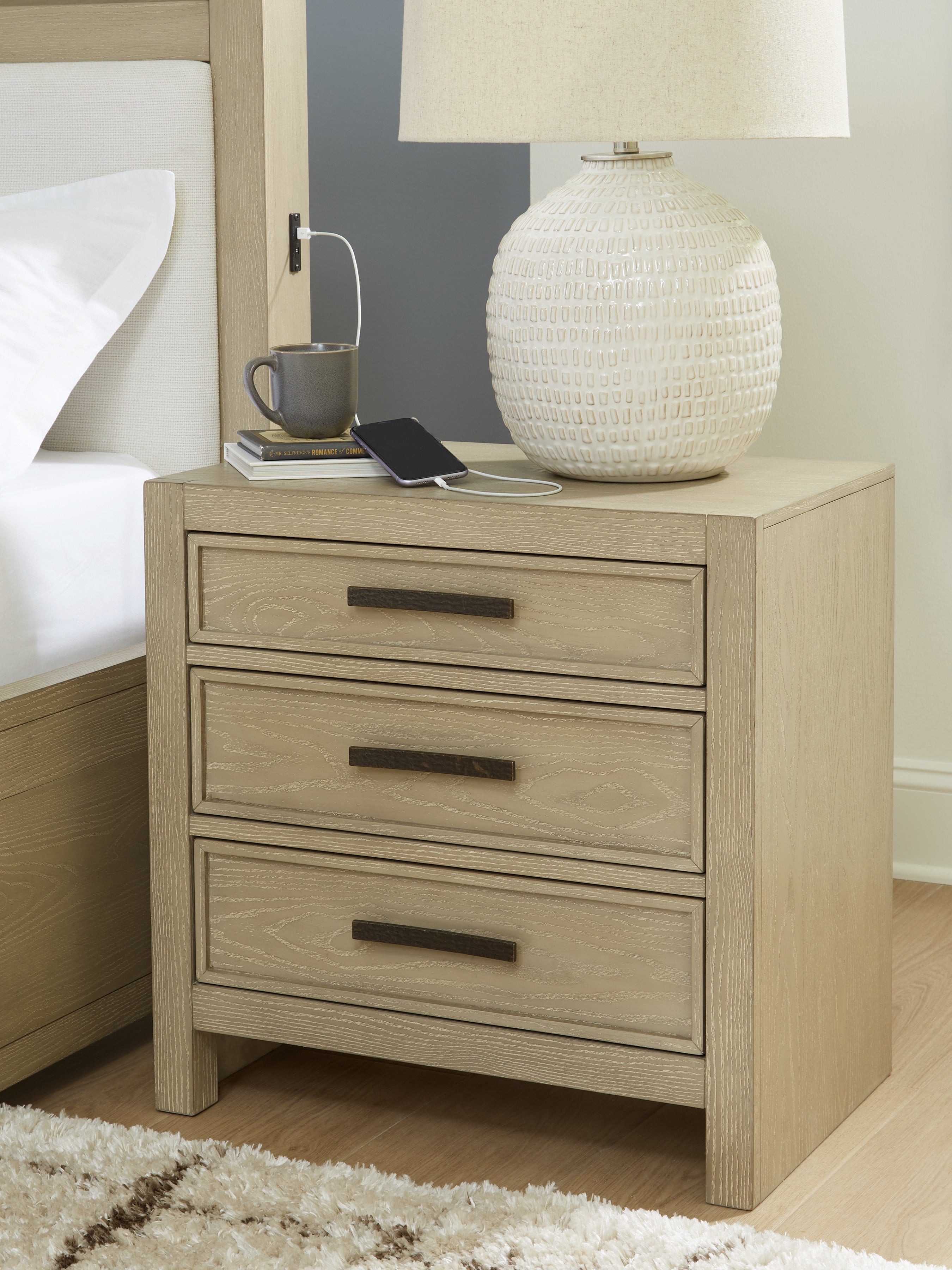 Tampa Furniture Outlet Lutz - Ashley Furniture - Calmoro Bedroom - Three Drawer Night Stand / Gray - B602-93