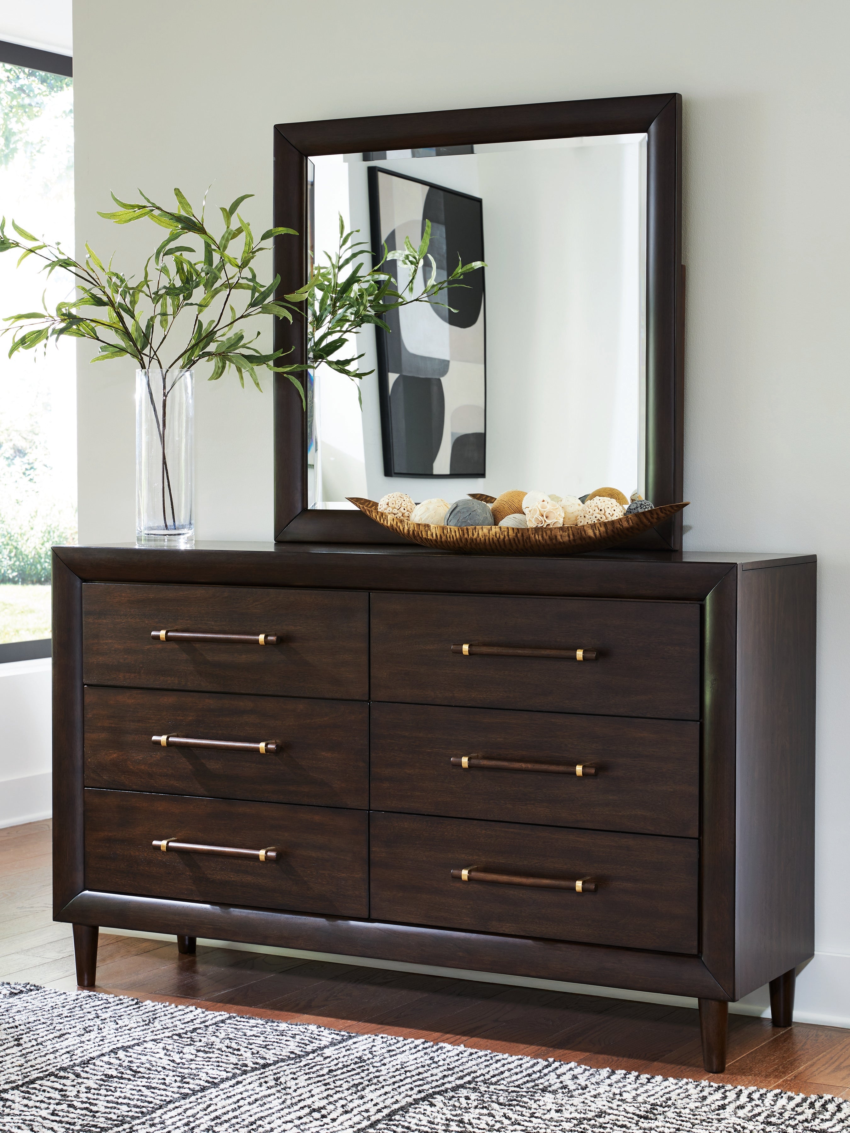 Tampa Furniture Outlet Lutz - Ashley Furniture - Dantenton Bedroom - Dresser and Mirror / Merlot - B611B1