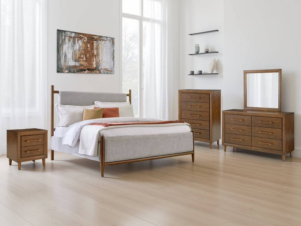 Tampa Furniture Outlet Lutz - Ashley Furniture - Lyncott Bedroom - Queen Upholstered Panel Bed / Brown - B615B2