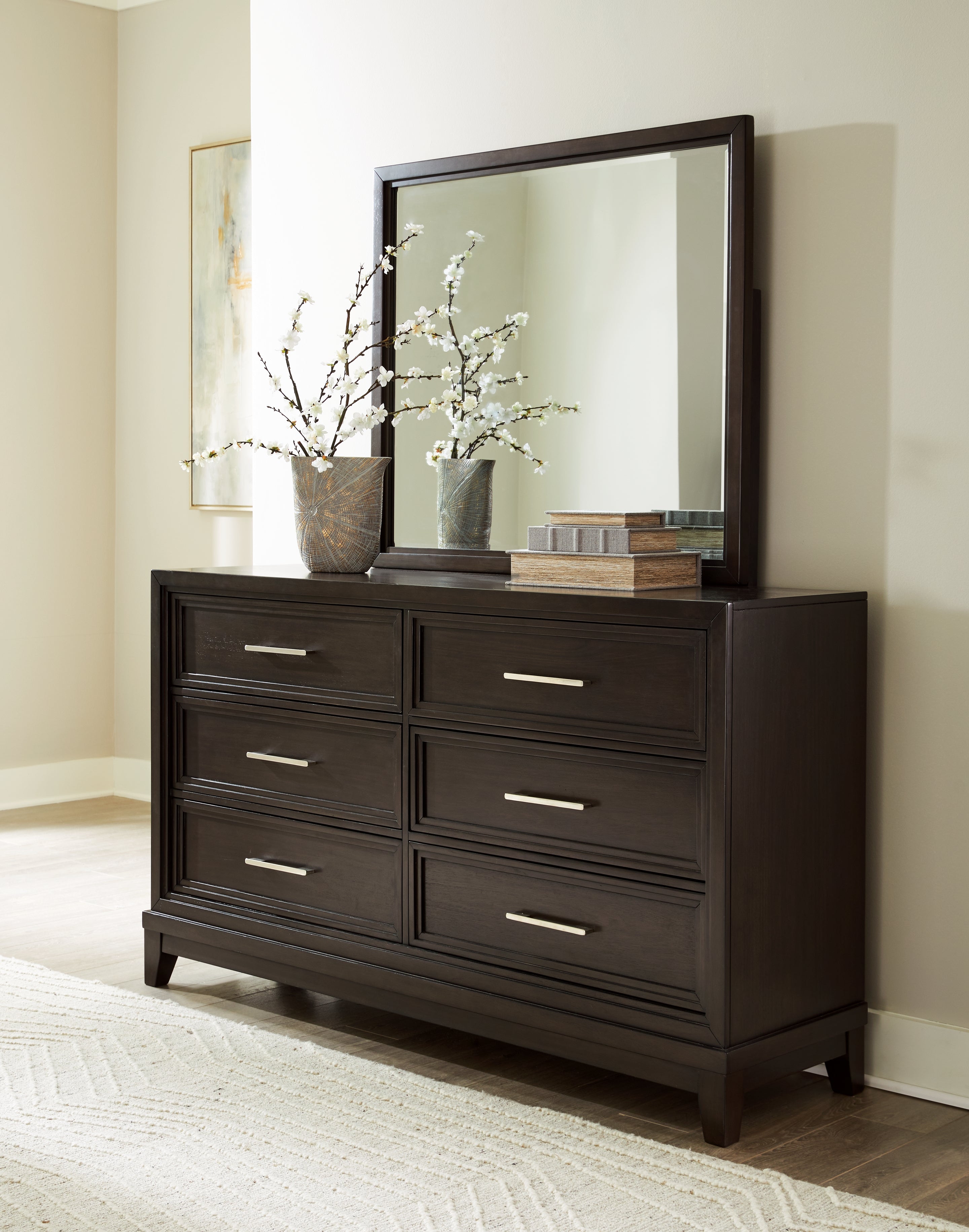 Tampa Furniture Outlet Lutz - Ashley Furniture - Neymorton Bedroom - Dresser and Mirror / Dark Grayish Brown - B618B1