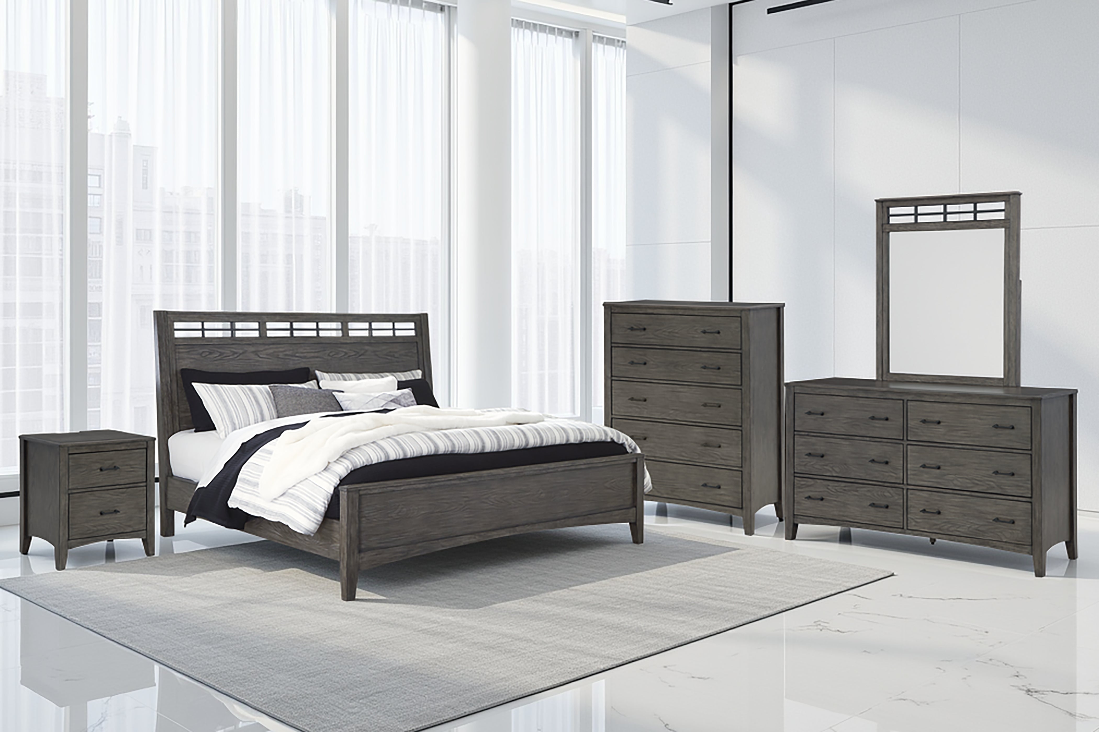 Tampa Furniture Outlet Lutz - Ashley Furniture - Montillan Bedroom - Queen Panel Bed / Grayish Brown - B651B2