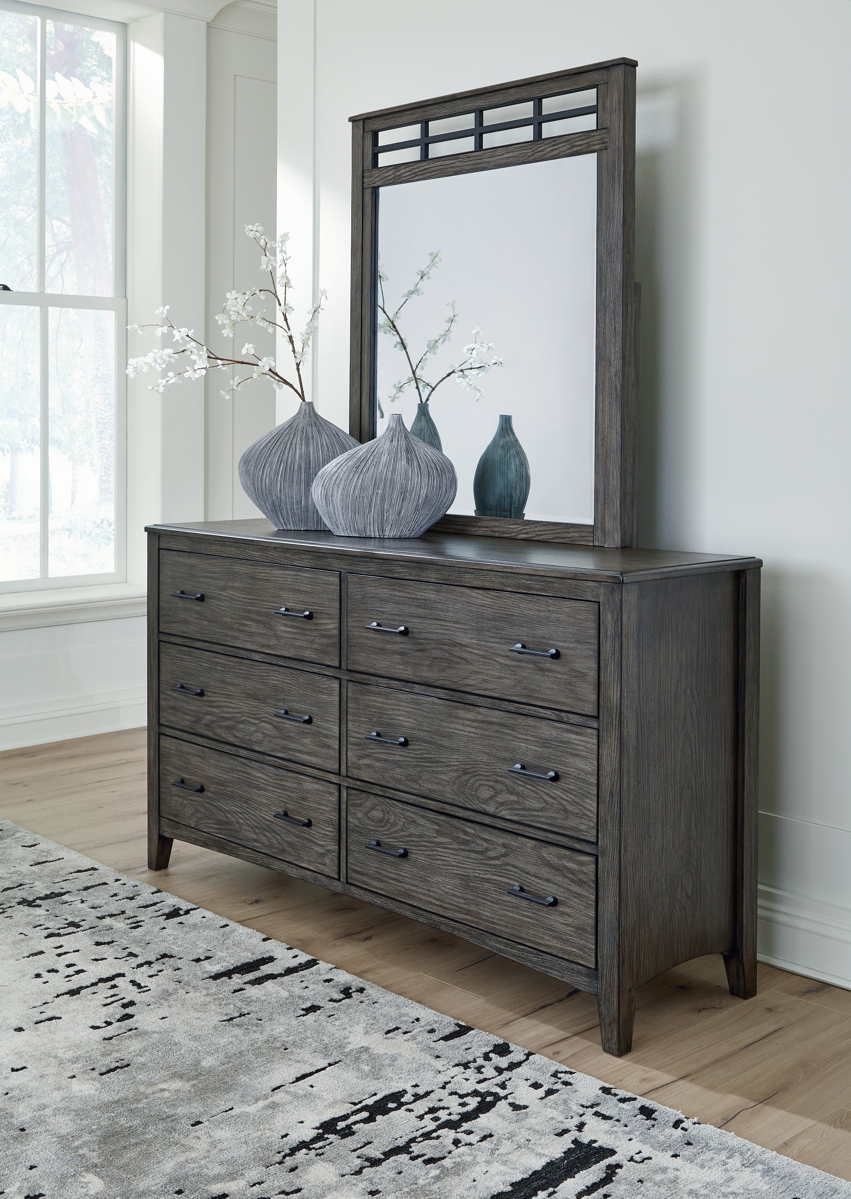 Tampa Furniture Outlet Lutz - Ashley Furniture - Montillan Bedroom - Dresser and Mirror / Grayish Brown - B651B1