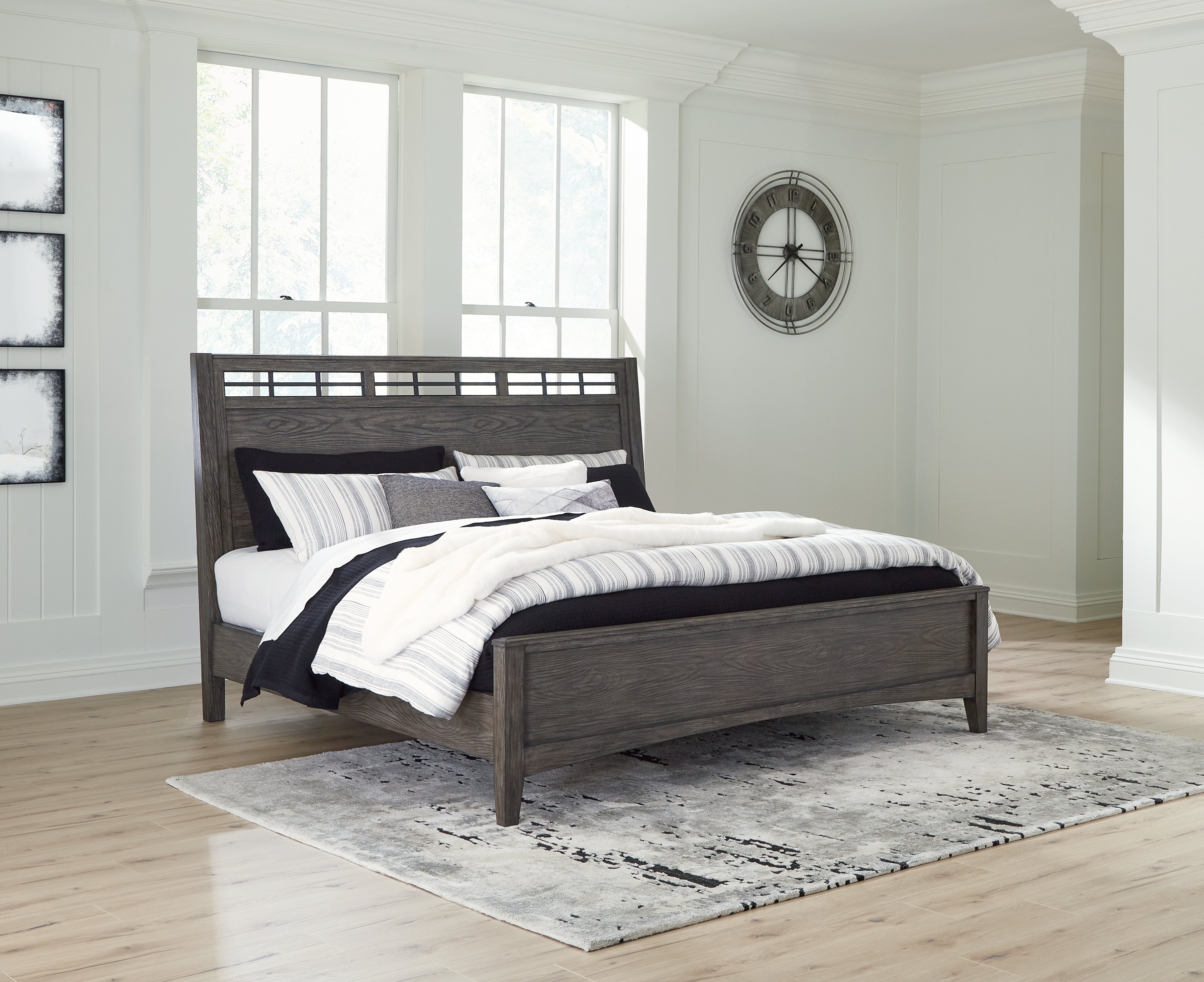 Tampa Furniture Outlet Lutz - Ashley Furniture - Montillan Bedroom - King Panel Bed / Grayish Brown - B651B4
