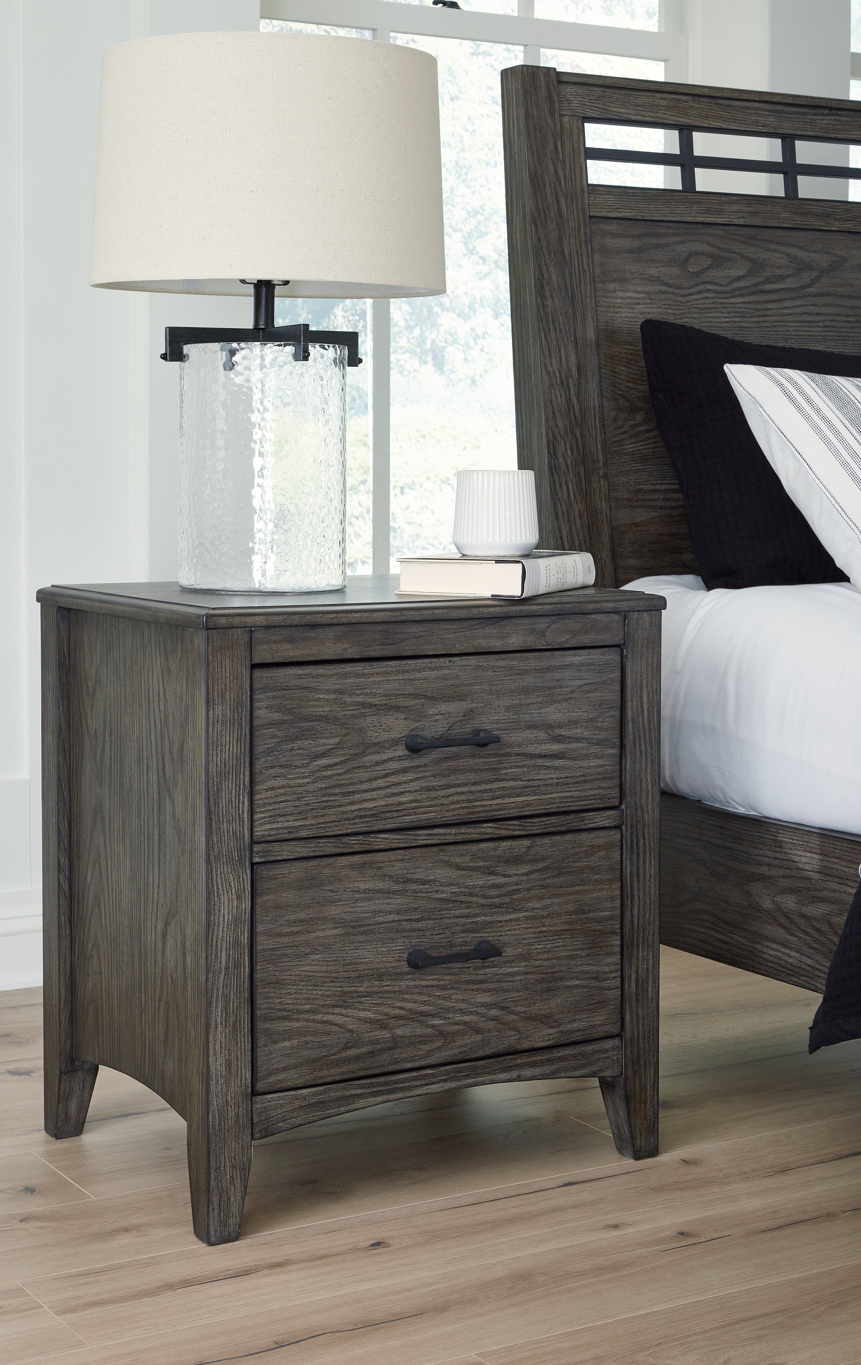 Tampa Furniture Outlet Lutz - Ashley Furniture - Montillan Bedroom - Two Drawer Night Stand / Grayish Brown - B651-92