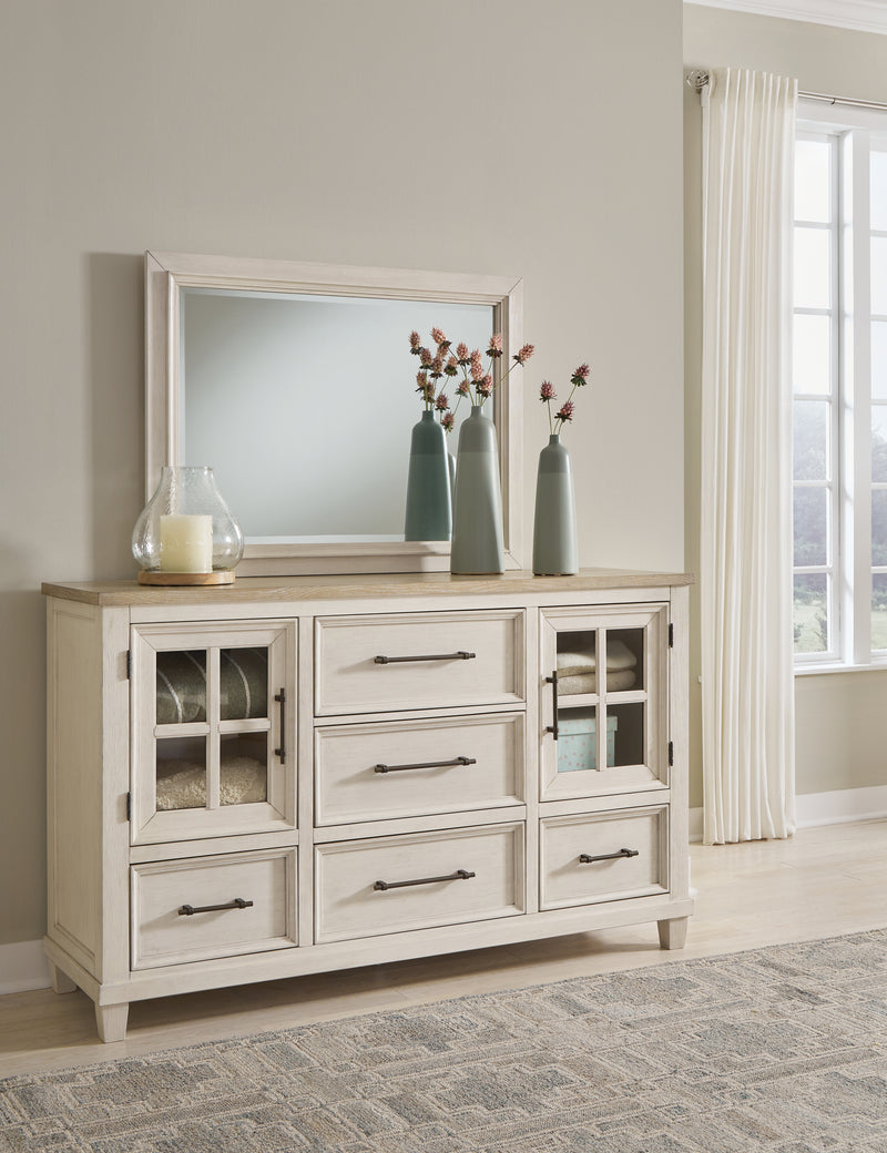 Tampa Furniture Outlet Lutz - Ashley Furniture - Shaybrock Bedroom - Dresser and Mirror / Antique White/Brown - B683B1