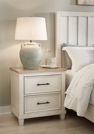 Tampa Furniture Outlet Lutz - Ashley Furniture - Shaybrock Bedroom - Two Drawer Night Stand / Antique White/Brown - B683-92