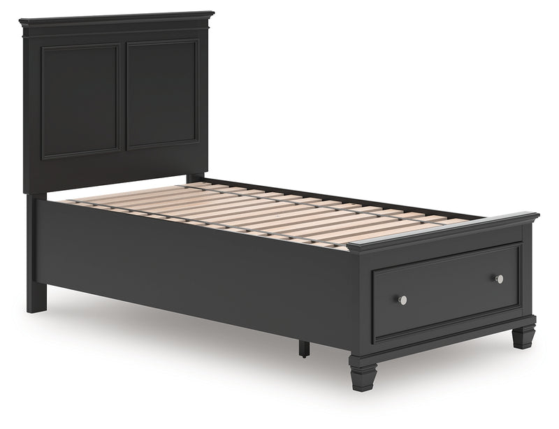 Tampa Furniture Outlet Lutz - Ashley Furniture - Lanolee Bedroom - Twin Panel Storage Bed / Black - B687B21