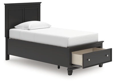 Tampa Furniture Outlet Lutz - Ashley Furniture - Lanolee Bedroom - Twin Panel Storage Bed / Black - B687B21
