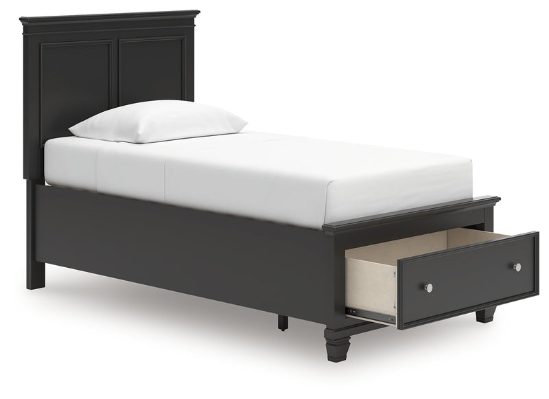 Tampa Furniture Outlet Lutz - Ashley Furniture - Lanolee Bedroom - Twin Panel Storage Bed / Black - B687B21