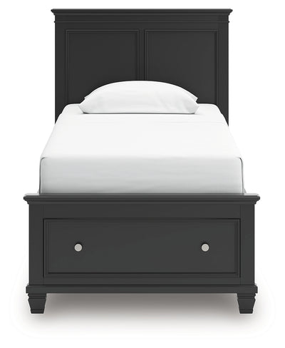 Tampa Furniture Outlet Lutz - Ashley Furniture - Lanolee Bedroom - Twin Panel Storage Bed / Black - B687B21