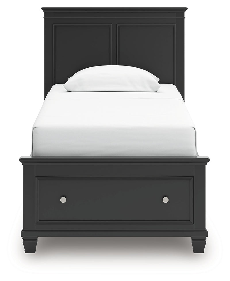 Tampa Furniture Outlet Lutz - Ashley Furniture - Lanolee Bedroom - Twin Panel Storage Bed / Black - B687B21
