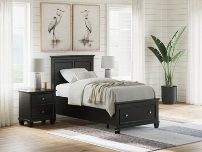 Tampa Furniture Outlet Lutz - Ashley Furniture - Lanolee Bedroom - Twin Panel Storage Bed / Black - B687B21