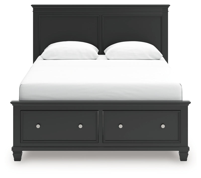 Tampa Furniture Outlet Lutz - Ashley Furniture - Lanolee Bedroom - Queen Panel Storage Bed / Black - B687B17