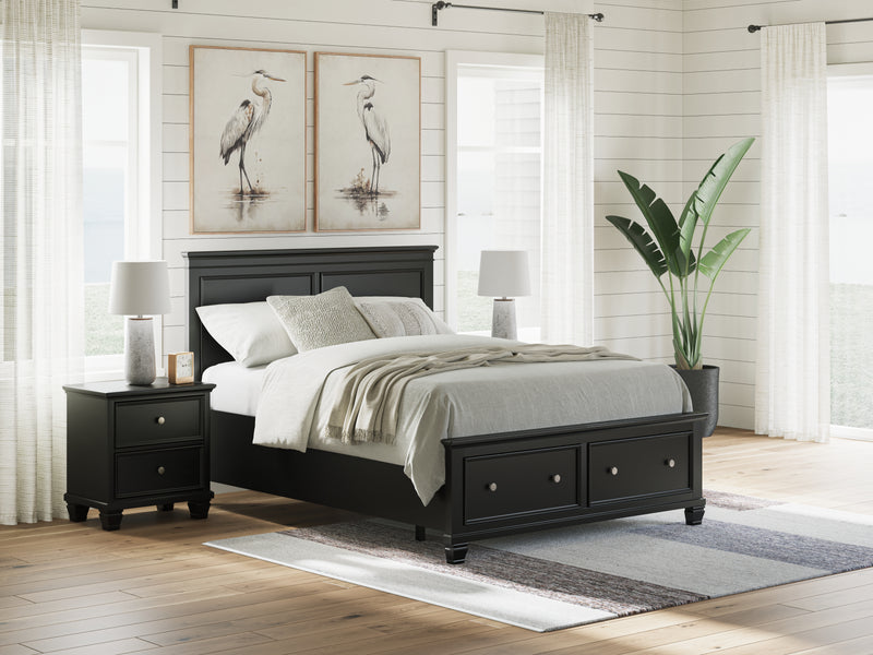 Tampa Furniture Outlet Lutz - Ashley Furniture - Lanolee Bedroom - Queen Panel Storage Bed / Black - B687B17