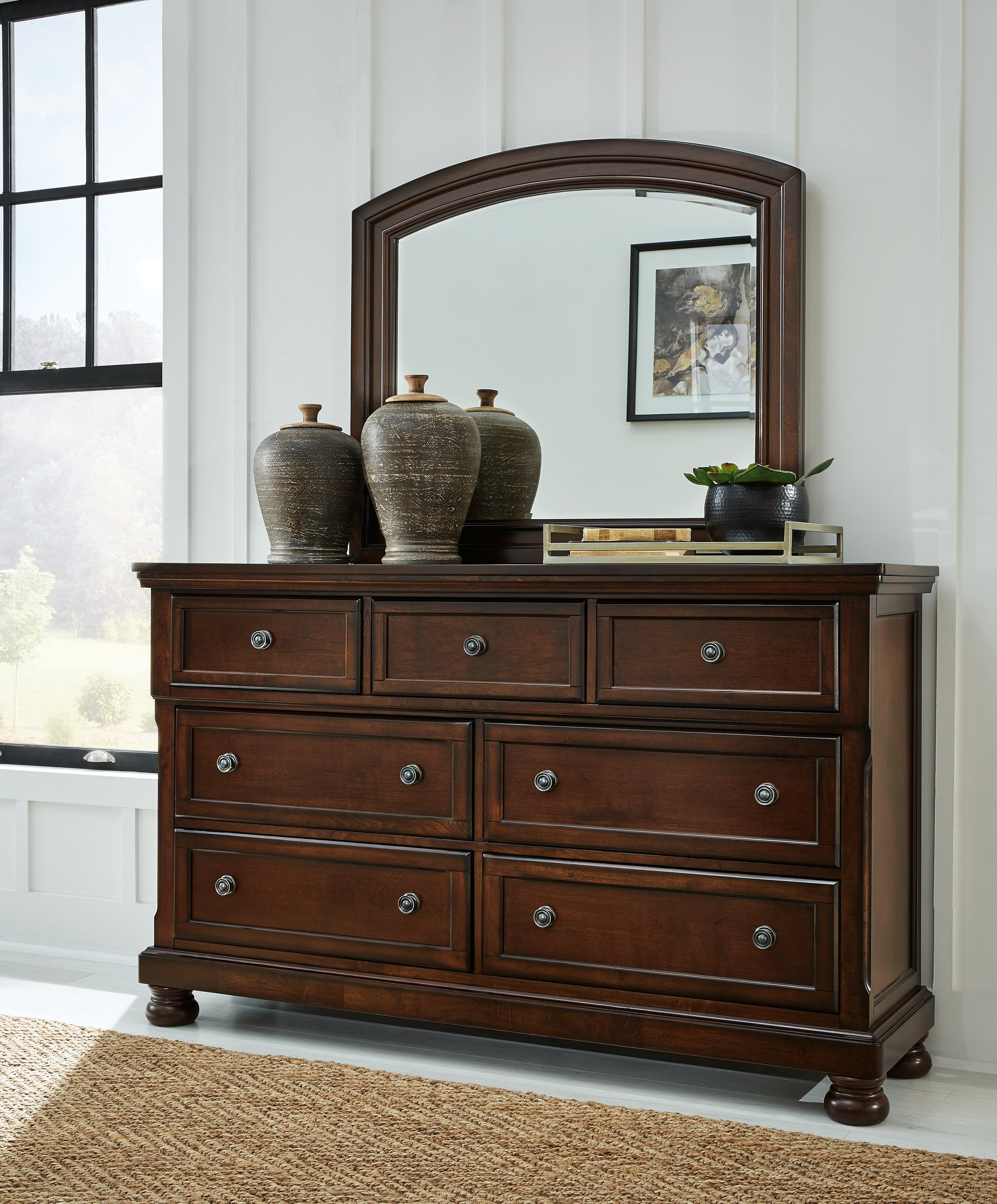 Tampa Furniture Outlet Lutz - Ashley Furniture - Porter Bedroom - Dresser and Mirror / Rustic Brown - B697B1