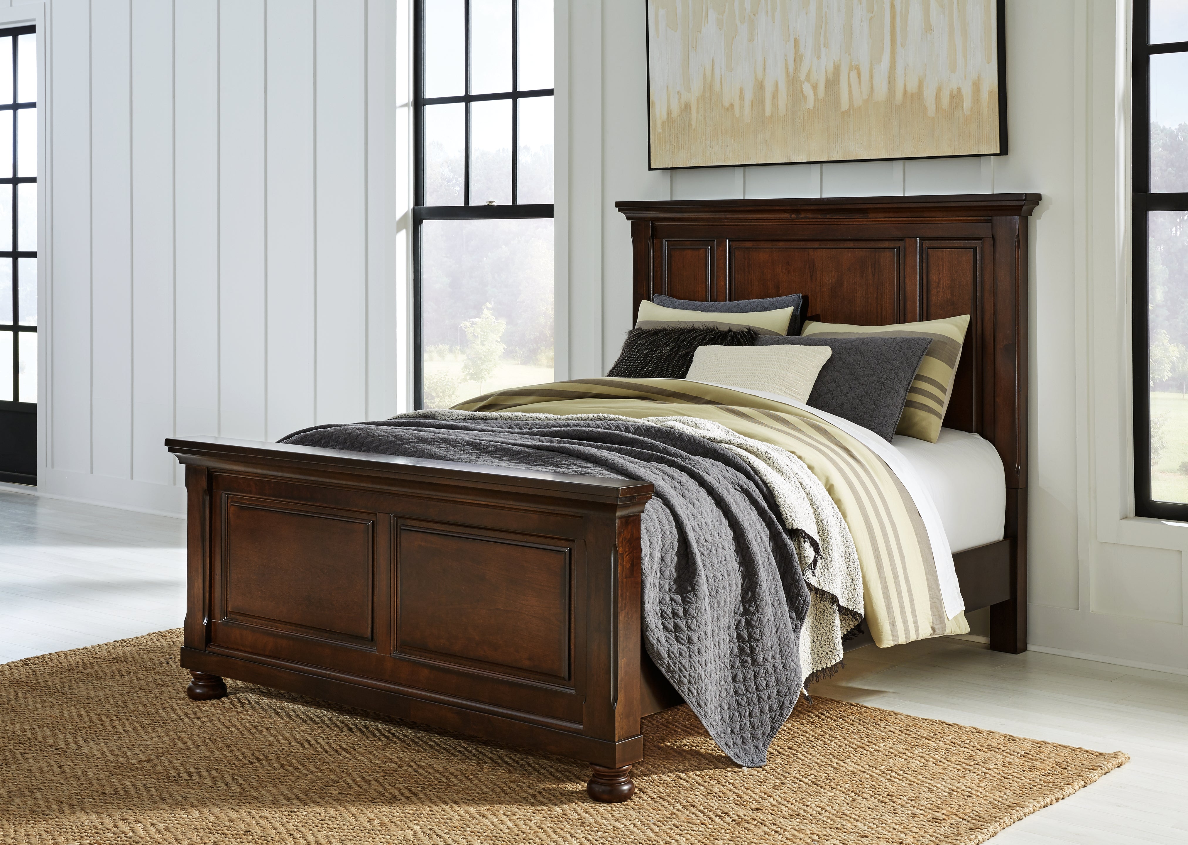 Tampa Furniture Outlet Lutz - Ashley Furniture - Porter Bedroom - Queen Panel Bed / Rustic Brown - B697B2