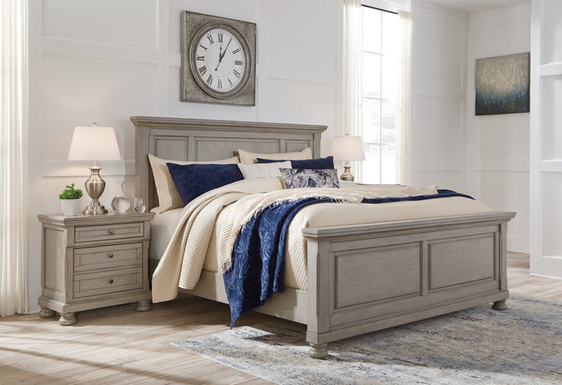 Tampa Furniture Outlet Lutz - Ashley Furniture - Lettner Bedroom - California King Panel Bed / Light Gray - B733B7