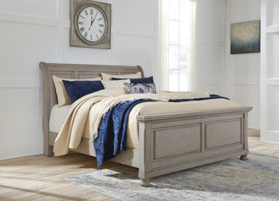 Tampa Furniture Outlet Lutz - Ashley Furniture - Lettner Bedroom - King Sleigh Bed / Light Gray - B733B34