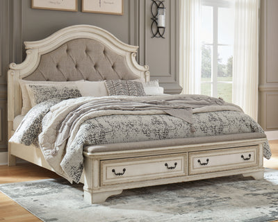 Tampa Furniture Outlet Lutz - Ashley Furniture - Realyn Bedroom - King Upholstered Storage Bed / Two-tone - B743B20