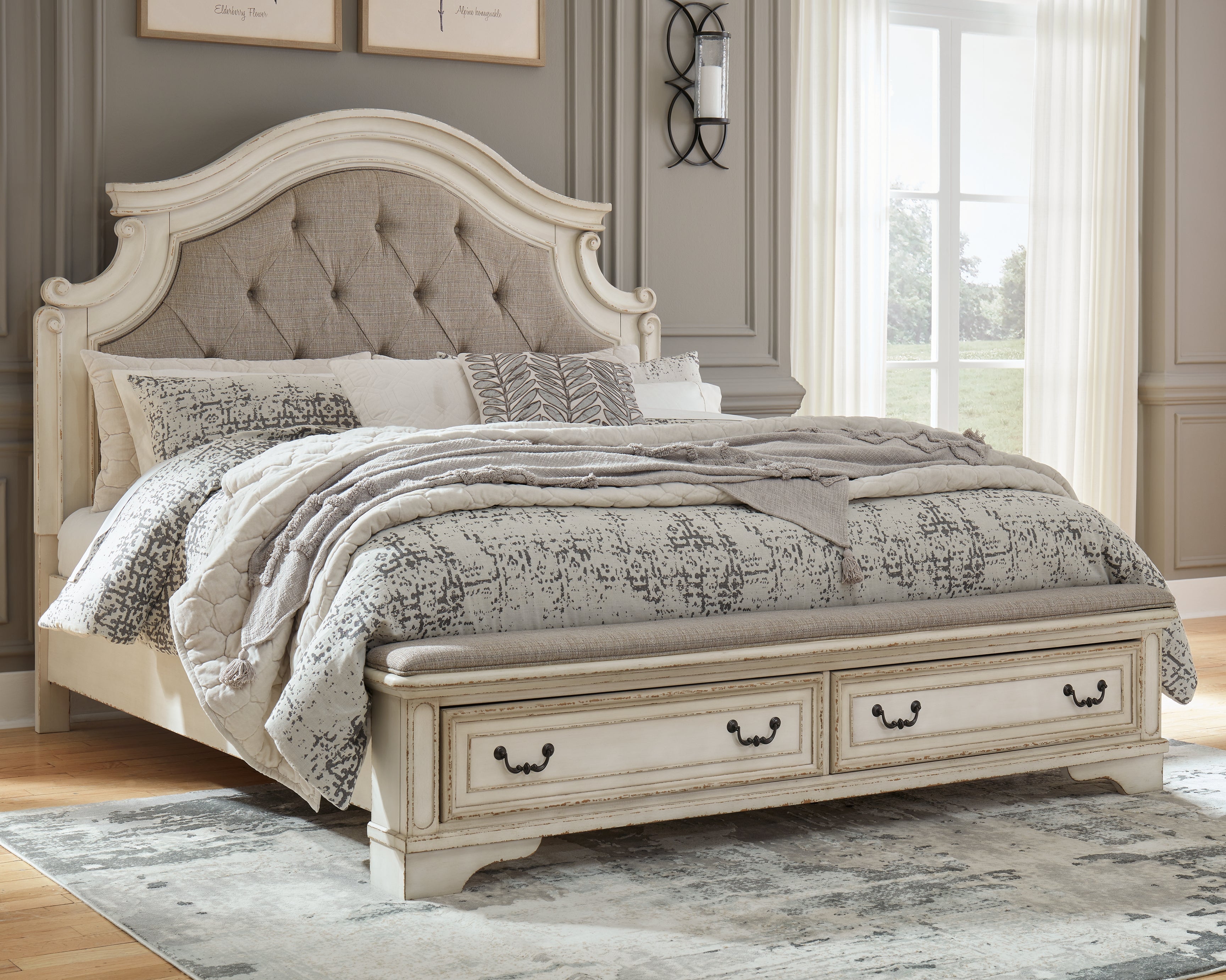 Tampa Furniture Outlet Lutz - Ashley Furniture - Realyn Bedroom - California King Upholstered Storage Bed / Two-tone - B743B21