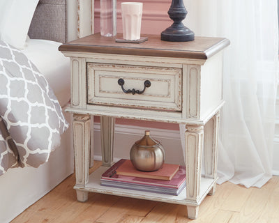 Tampa Furniture Outlet Lutz - Ashley Furniture - Realyn Bedroom - One Drawer Night Stand / Chipped White - B743-91