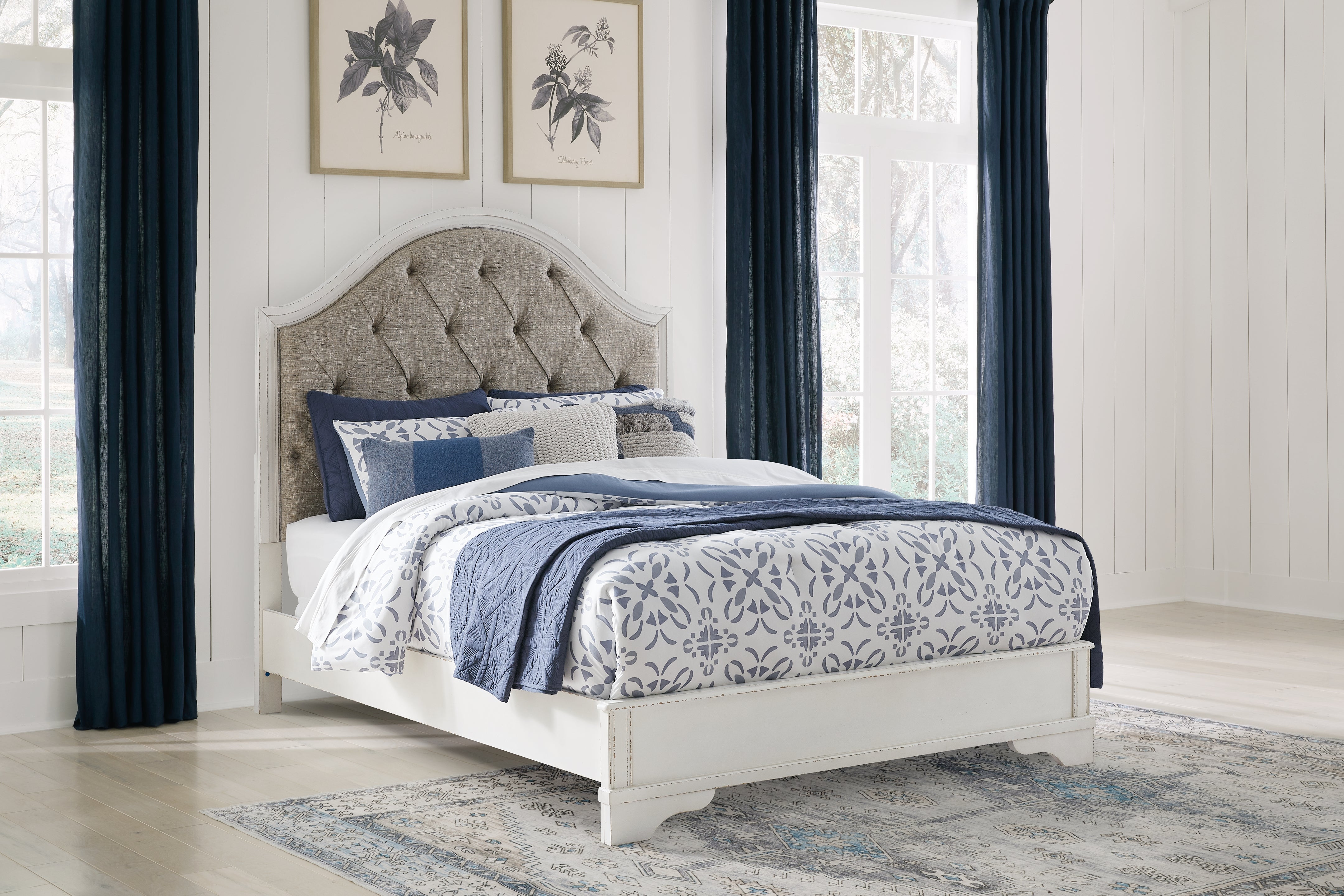 Tampa Furniture Outlet Lutz - Ashley Furniture - Blendon Bedroom - Queen Upholstered Panel Bed / Rustic Brown - B747B2